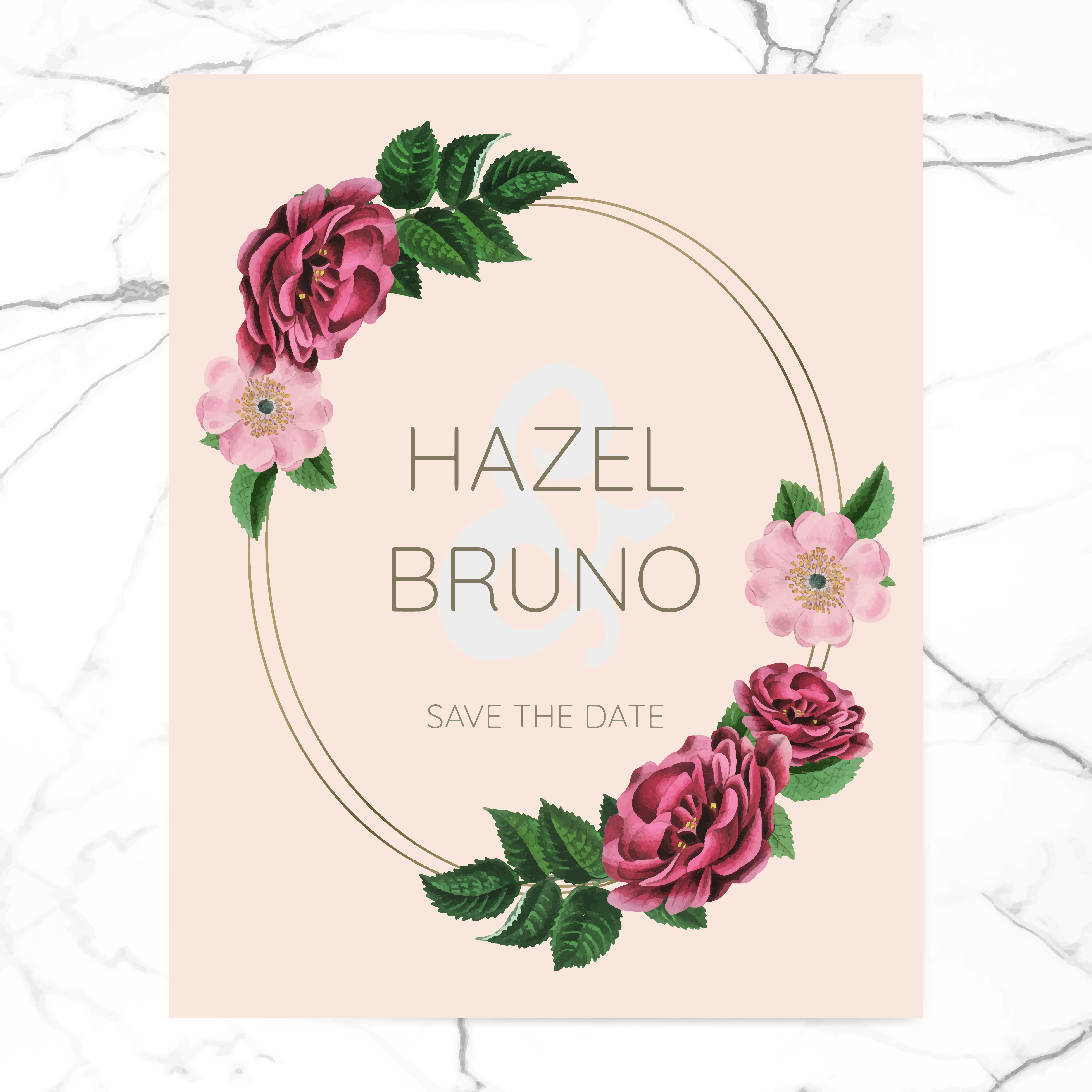 Download Wedding invitation with floral frame design vector ...