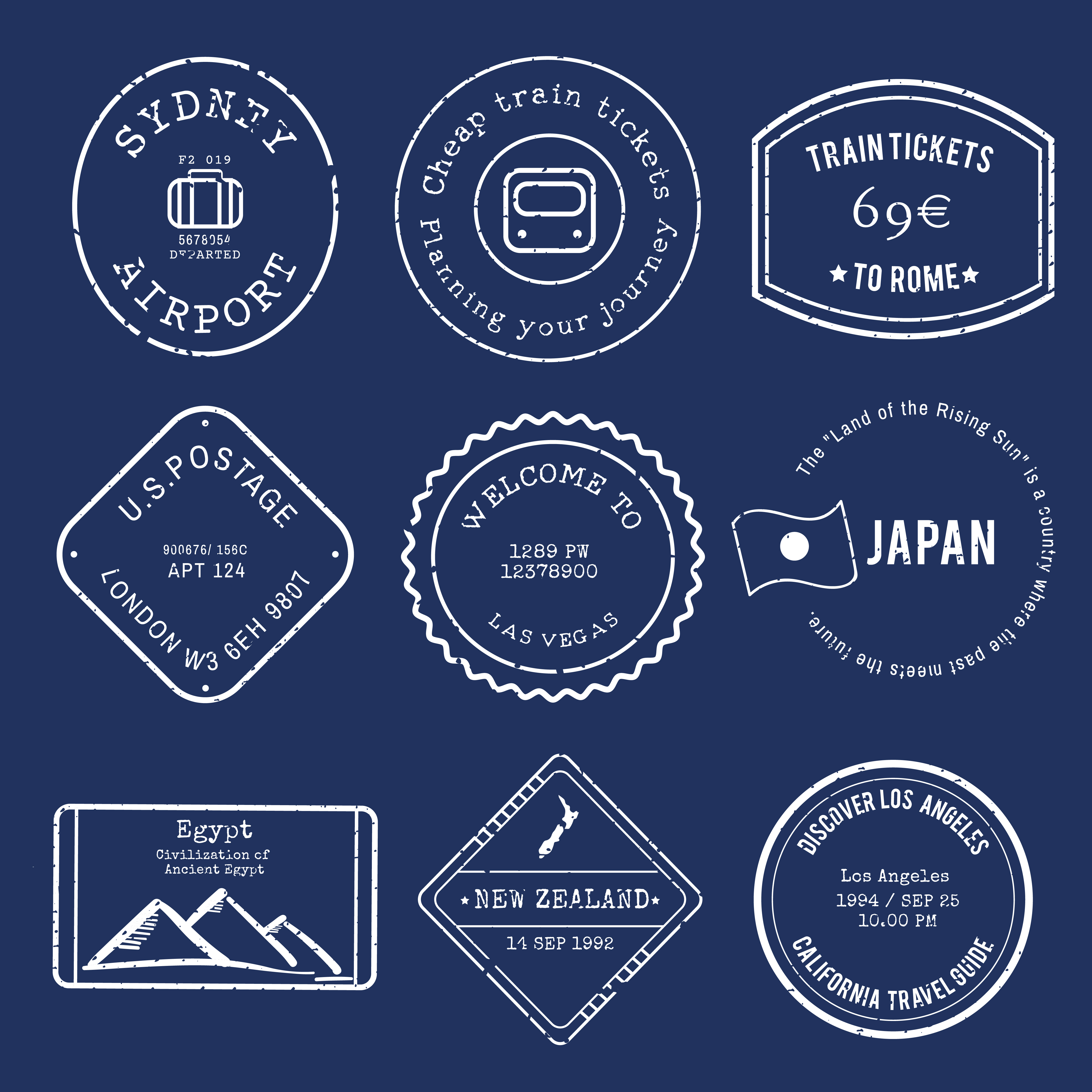 Vector of various stamp design Download Free Vectors, Clipart