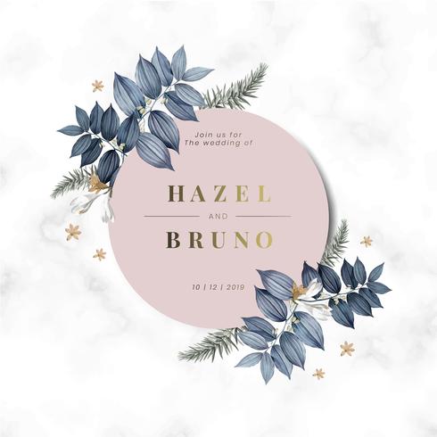 Floral Brollop Inbjudningskort Design Vektor Ladda Ner Gratis