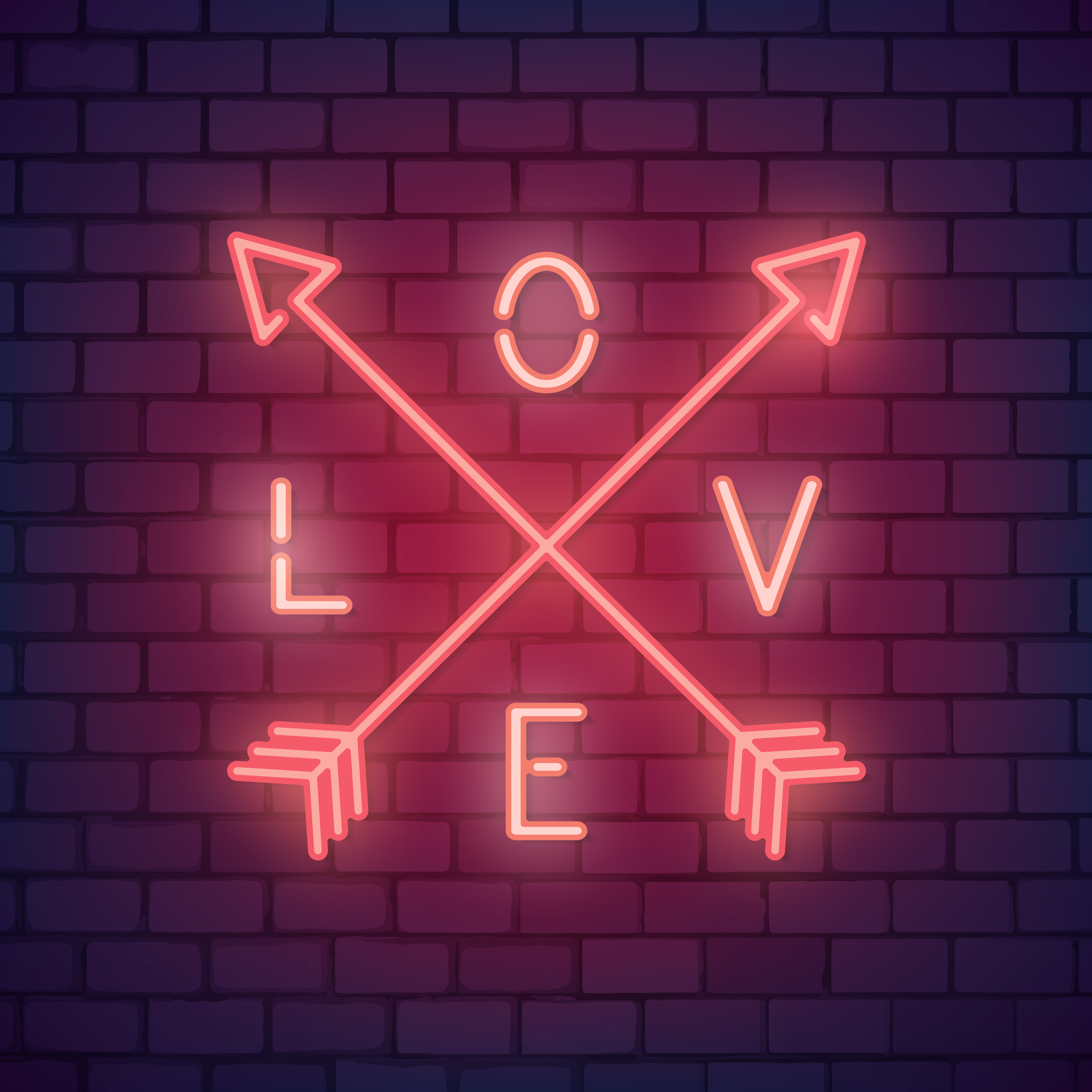 Neon valentine's day illustration - Download Free Vectors, Clipart