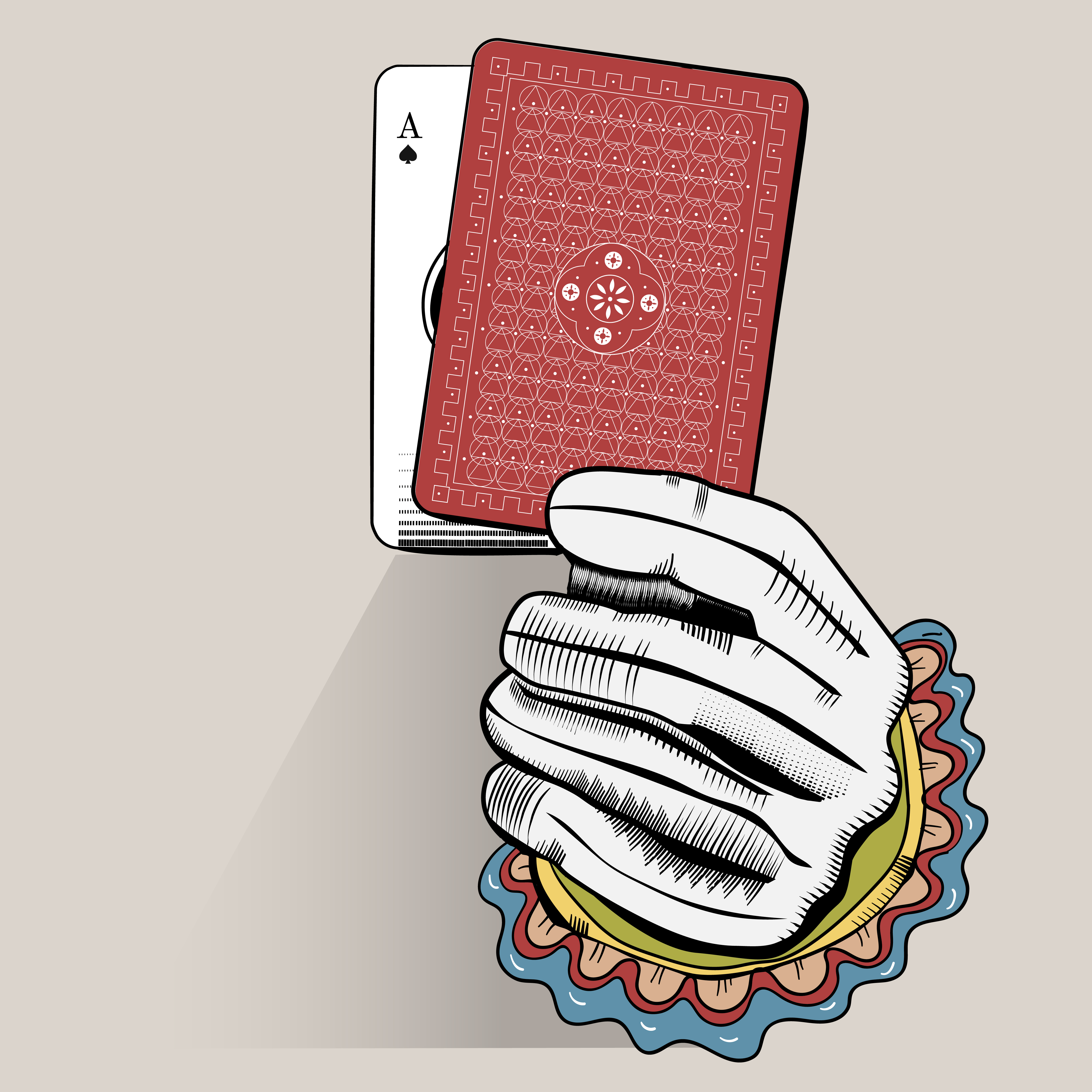 Hand Holding Playing Cards Drawing