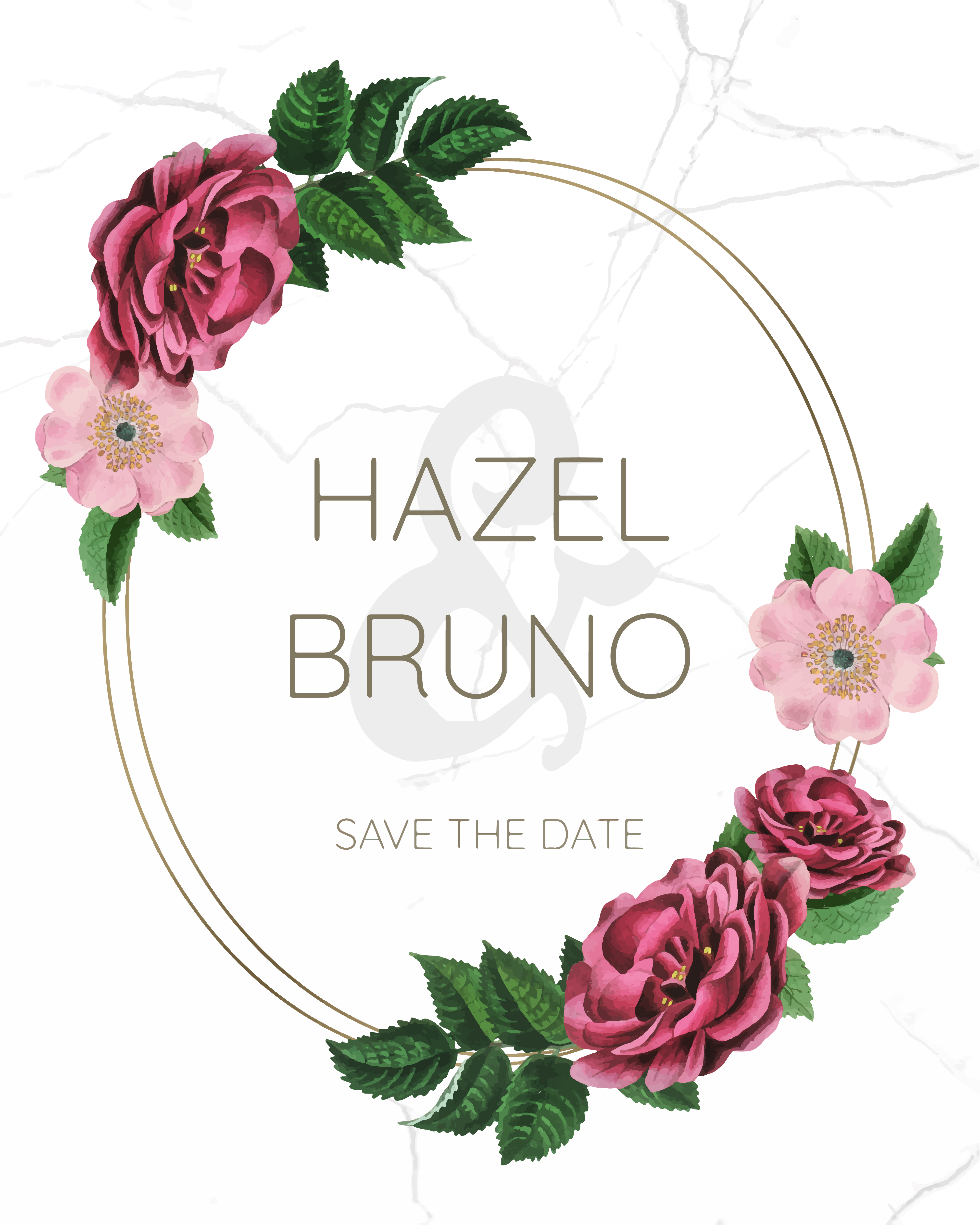 Download Wedding invitation with floral frame design vector ...