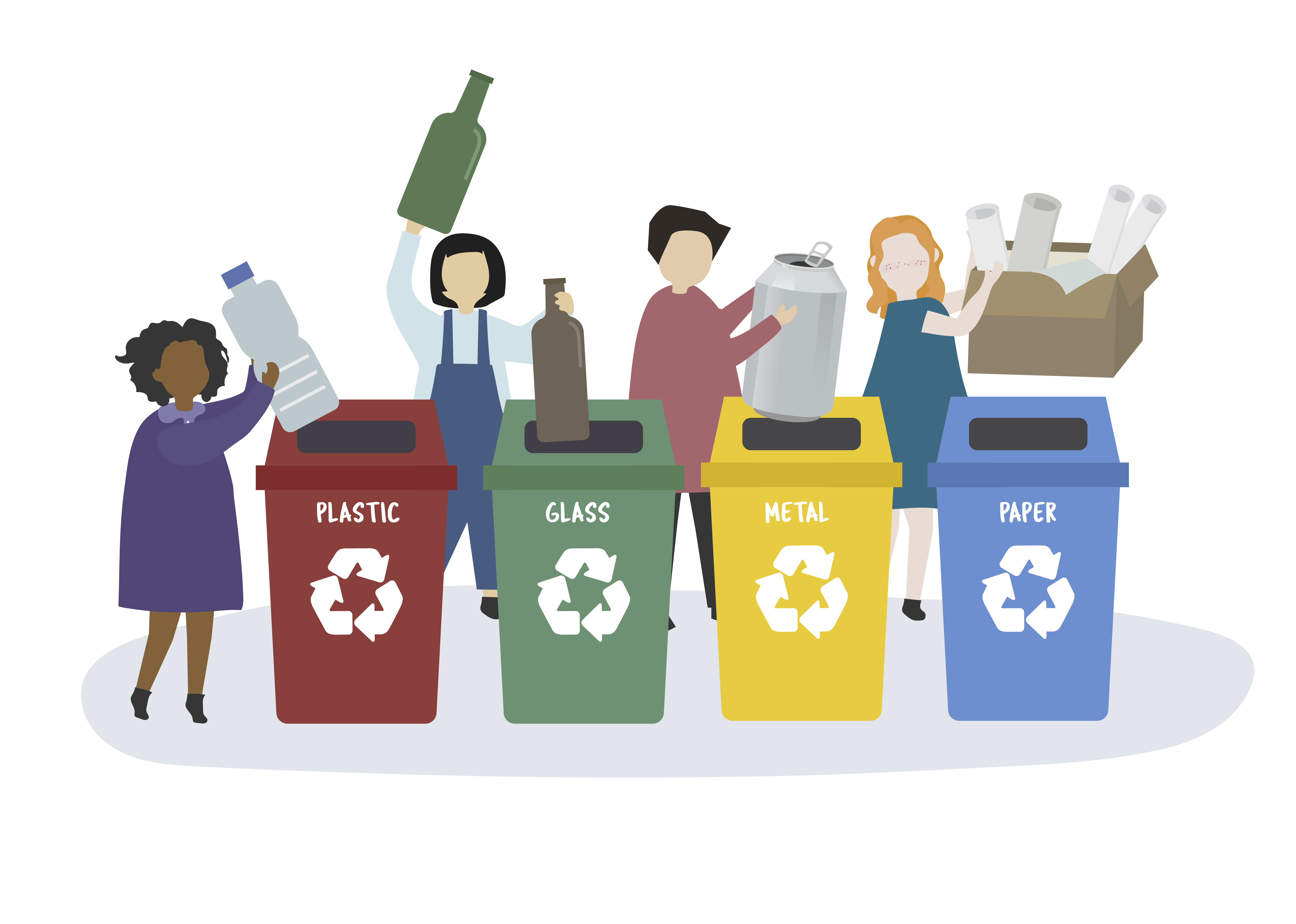 people-sorting-garbage-into-recycle-bins-download-free-vectors