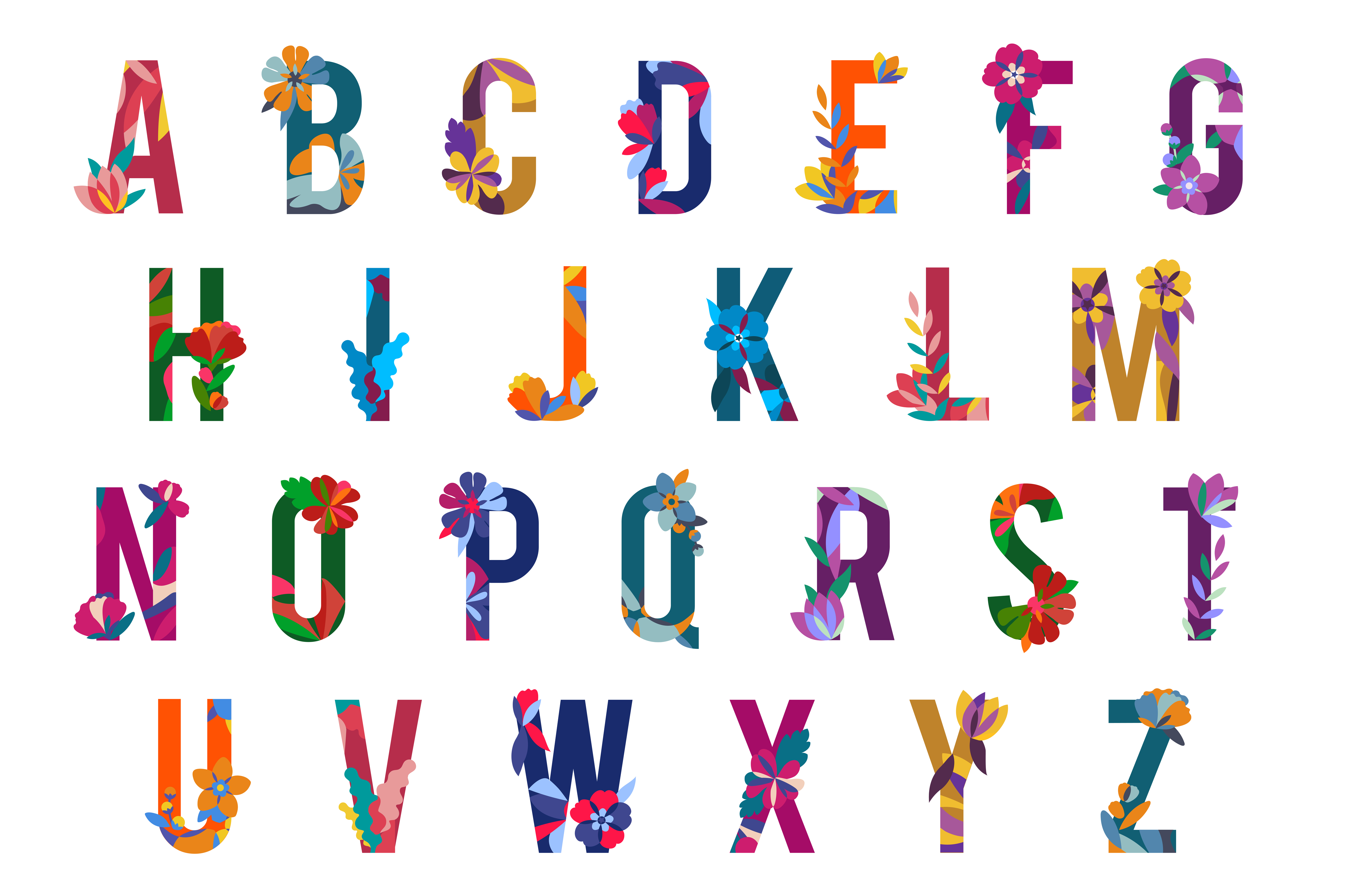 Floral Alphabet Letters Designs