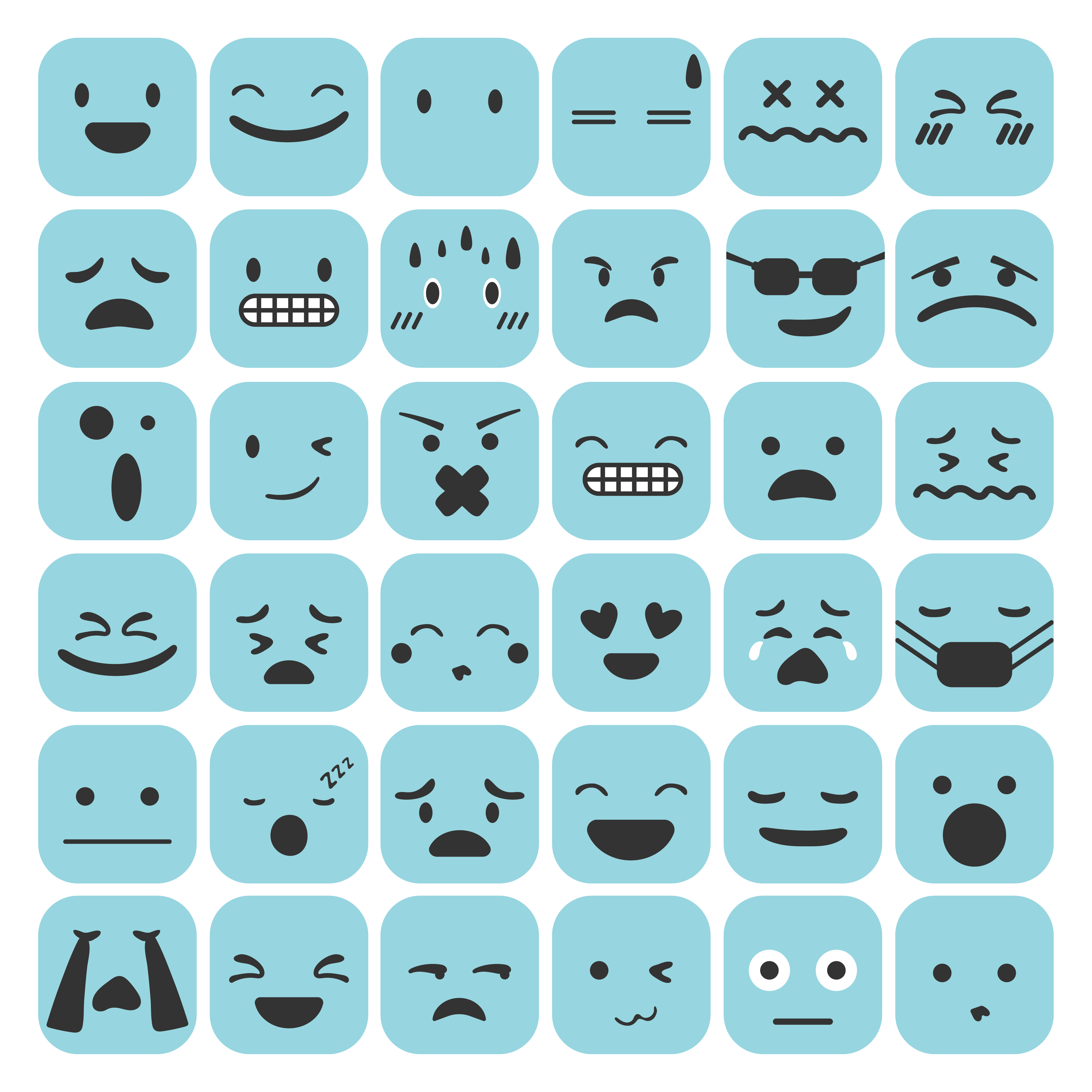 Emoji emoticons set face expression feelings collection vector ...