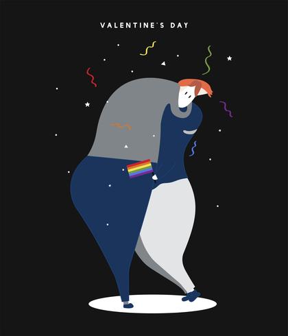 Ejemplo homosexual feliz del día de tarjeta del día de San Valentín vector