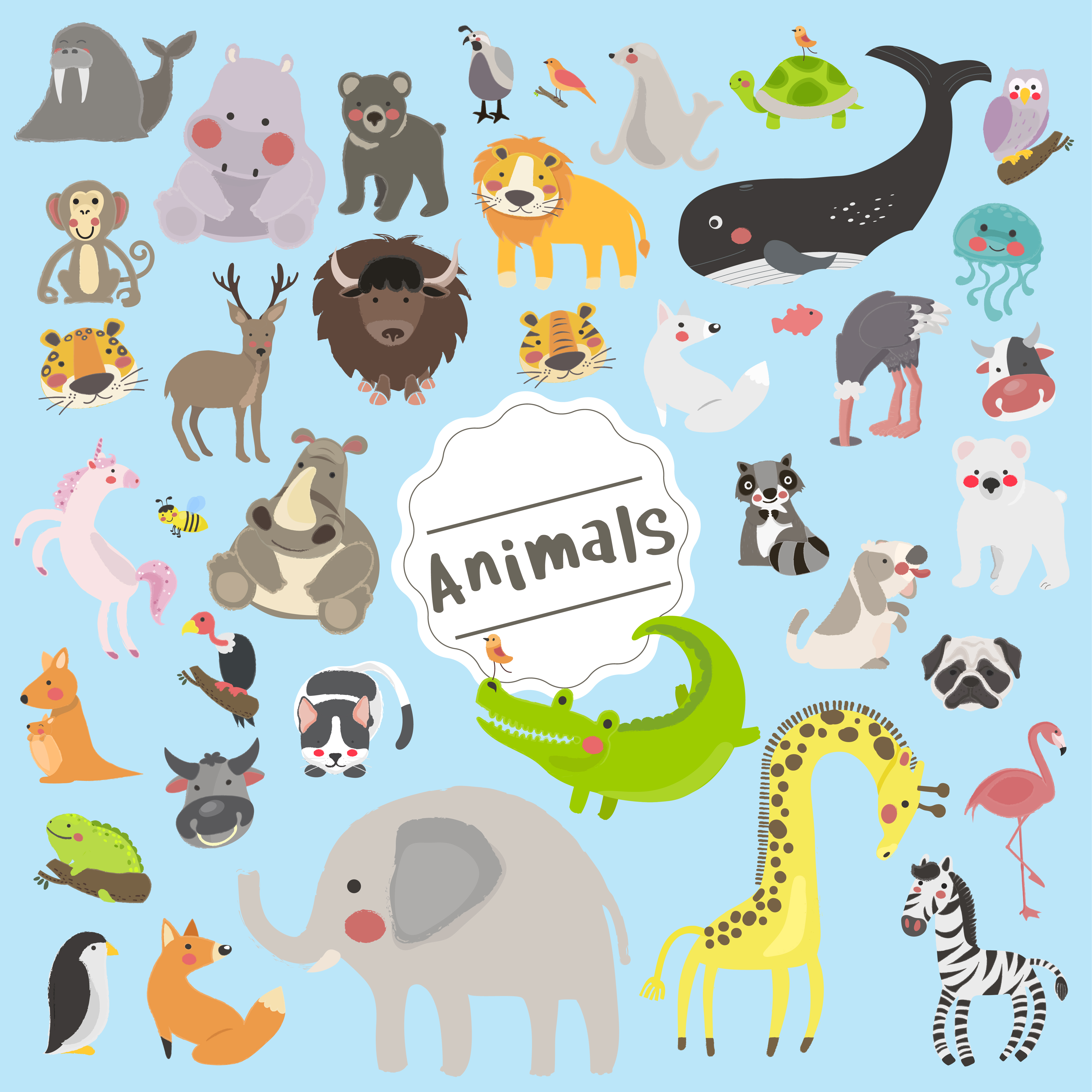 Illustration drawing style set of wildlife - Download Free Vectors ...