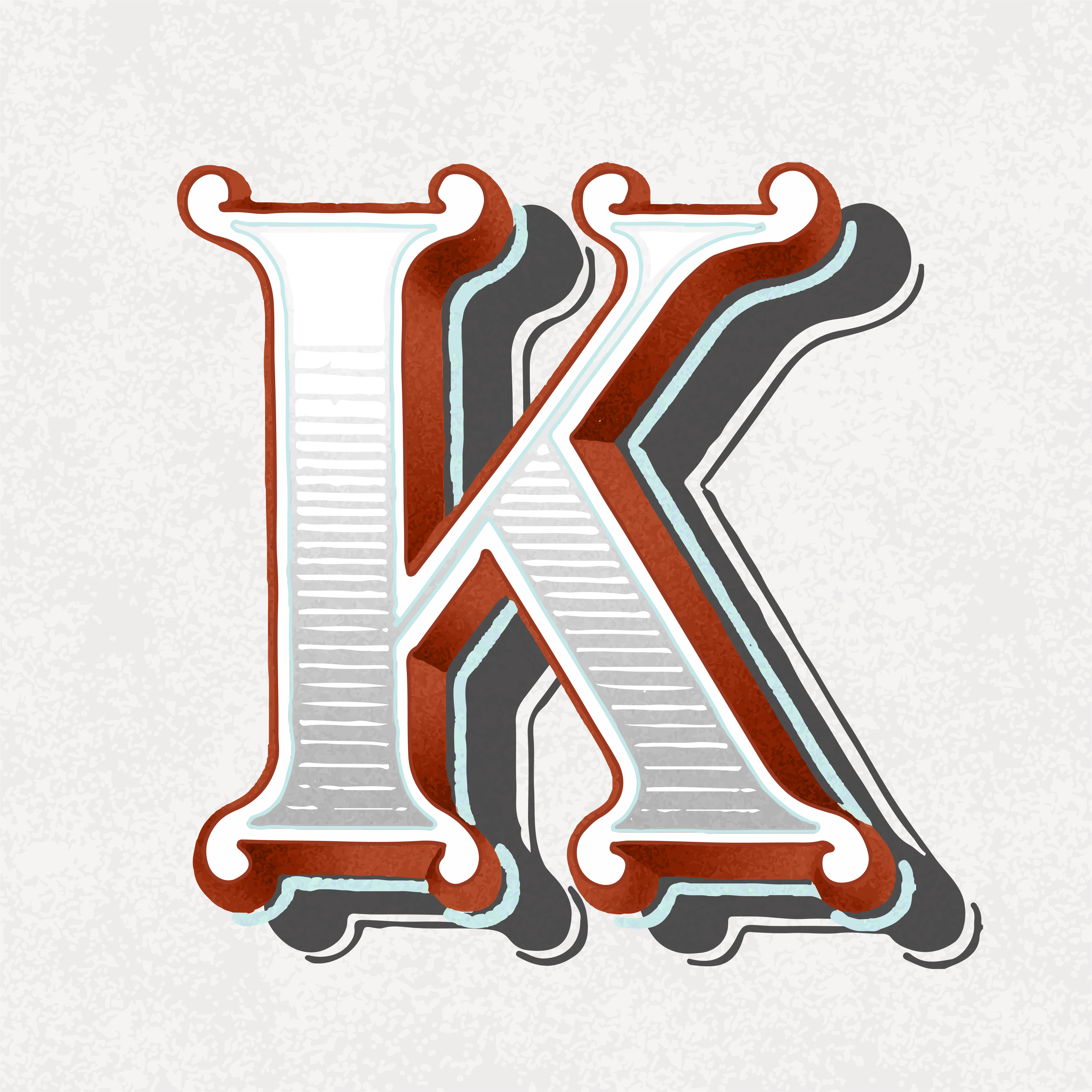 Capital letter K vintage typography style - Download Free Vectors
