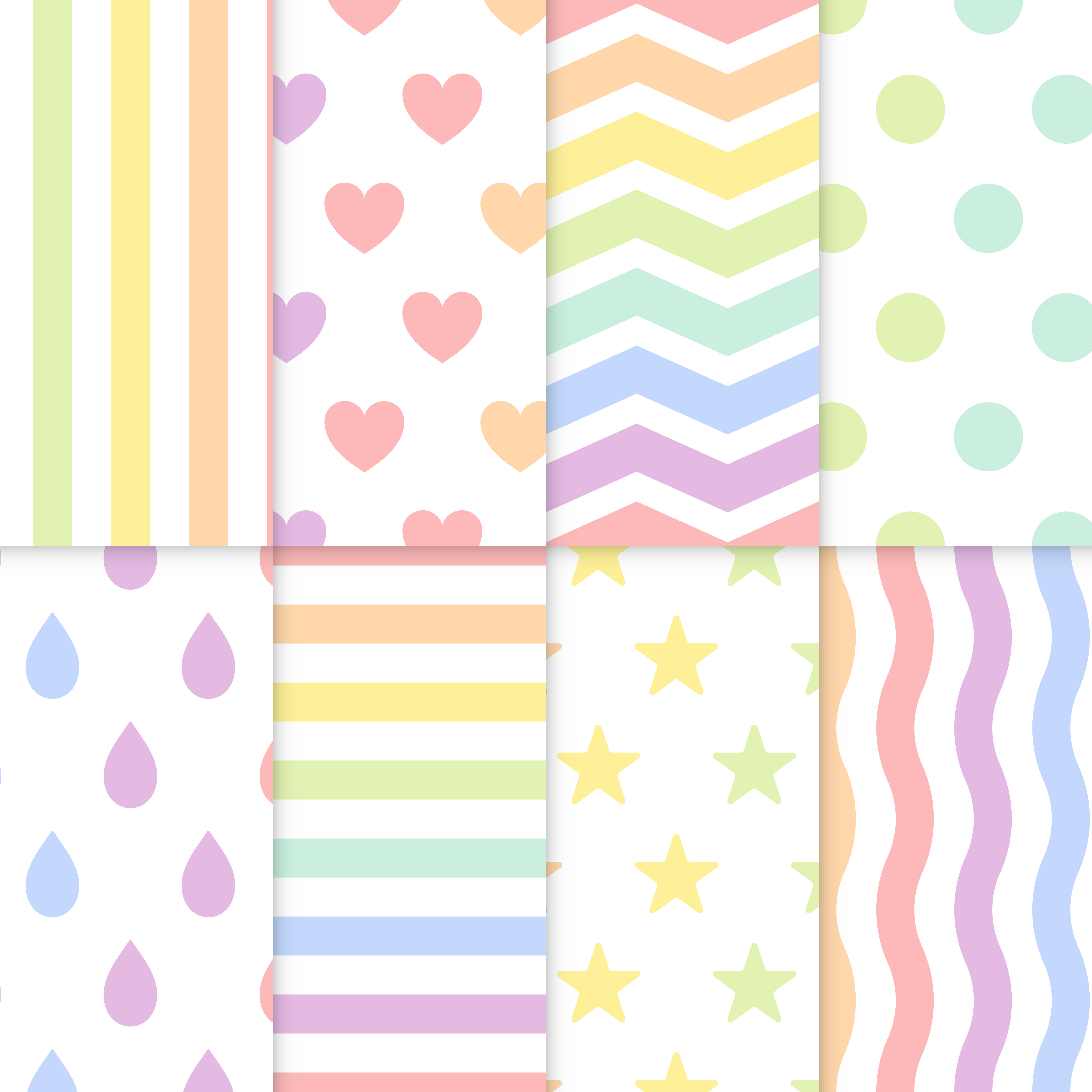 Seamless pastel patterns vector set Download Free Vectors, Clipart