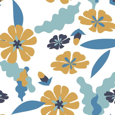 Seamless flower and leaves pattern