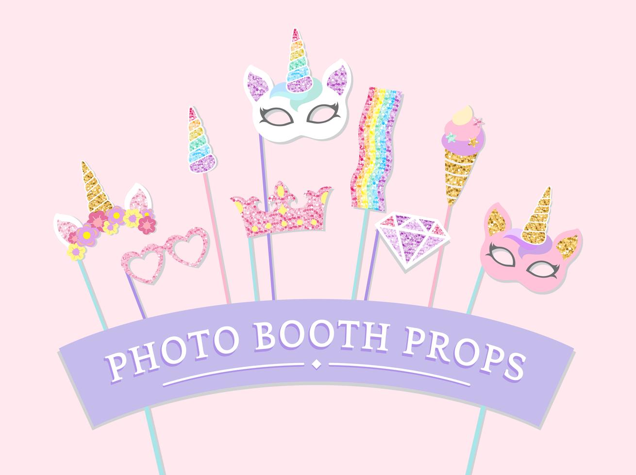 Download Cute unicorn photo booth party props vector - Download ...