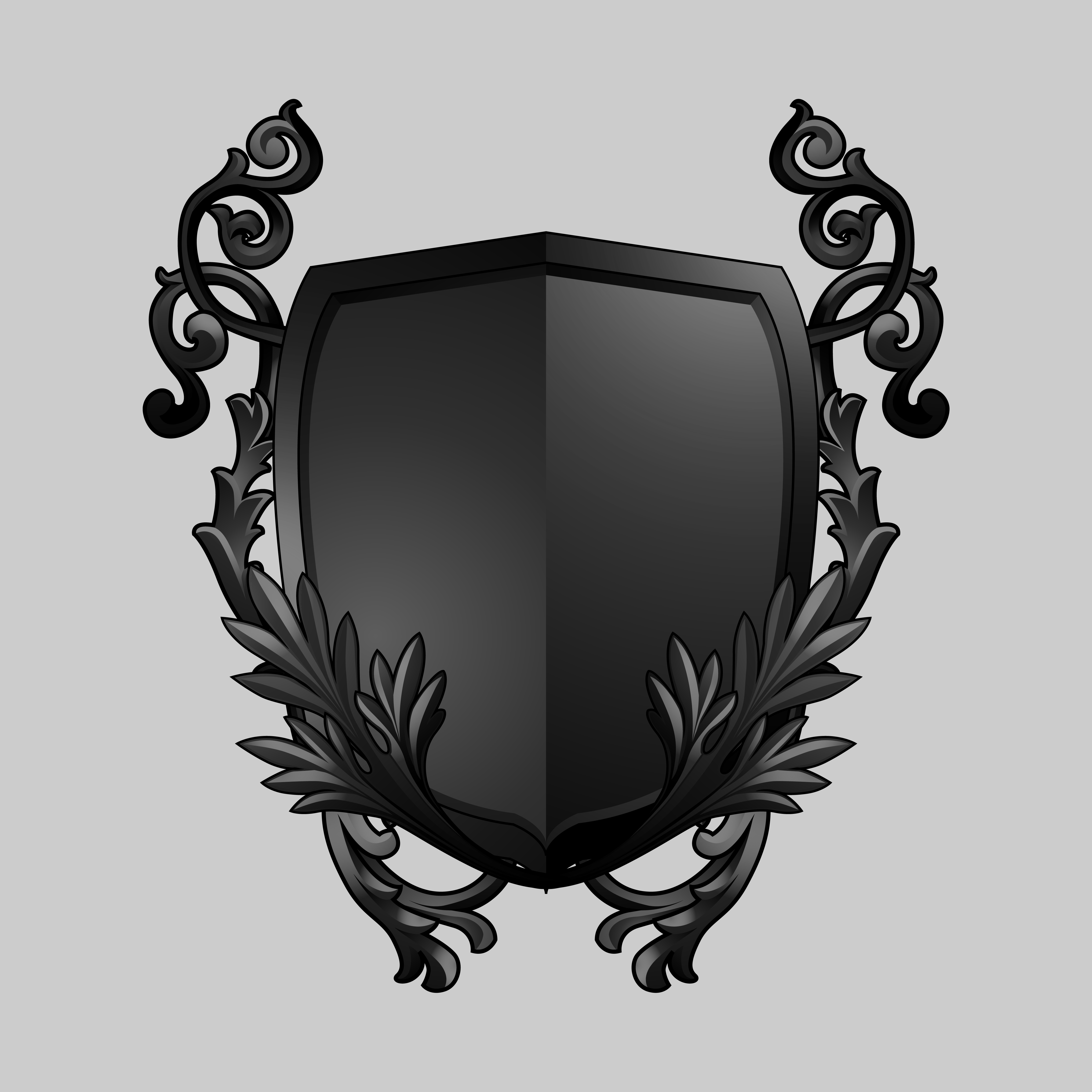 Black Baroque shield elements vector - Download Free Vectors, Clipart