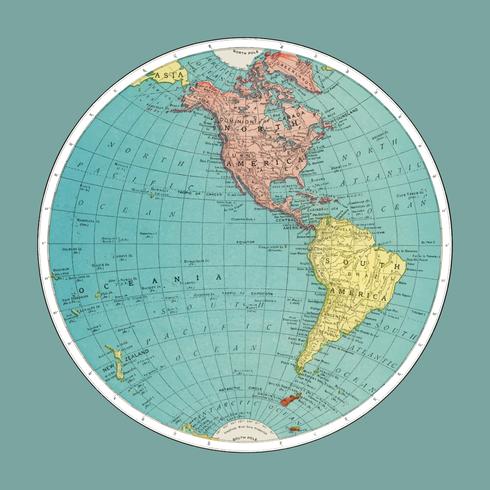 Western Hemisphere, World Atlas by Rand, McNally and Co. 1908 Digitally enhanced by rawpixel. vector