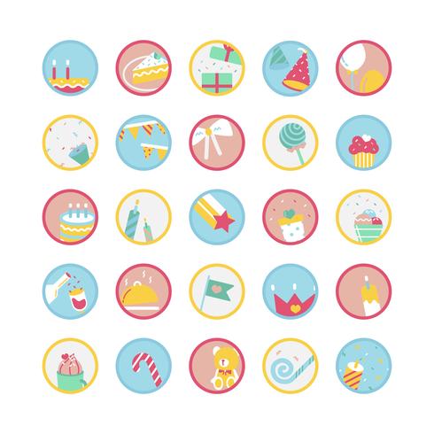 Illustration set of birthday icons