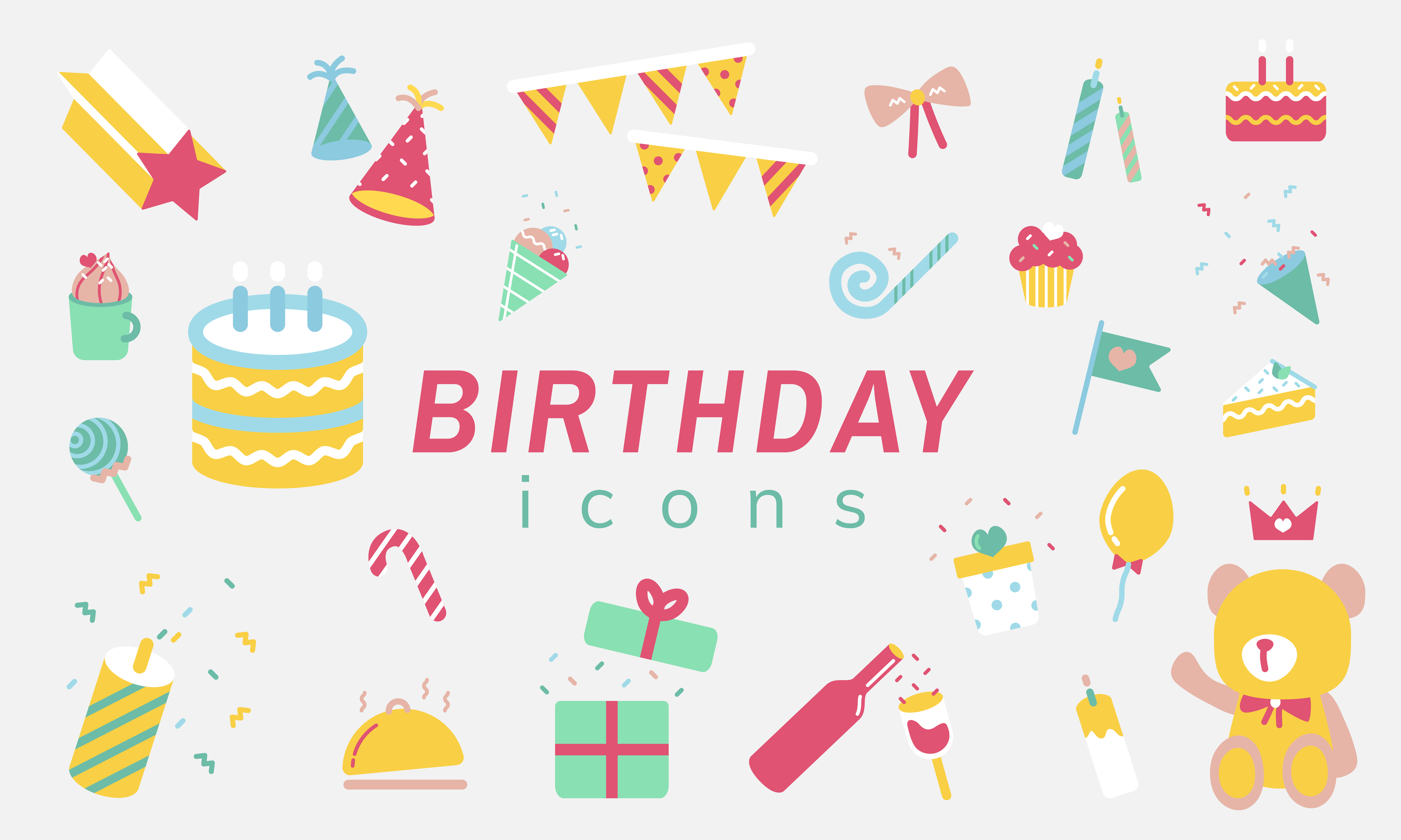 Download Illustration set of birthday icons - Download Free Vectors, Clipart Graphics & Vector Art