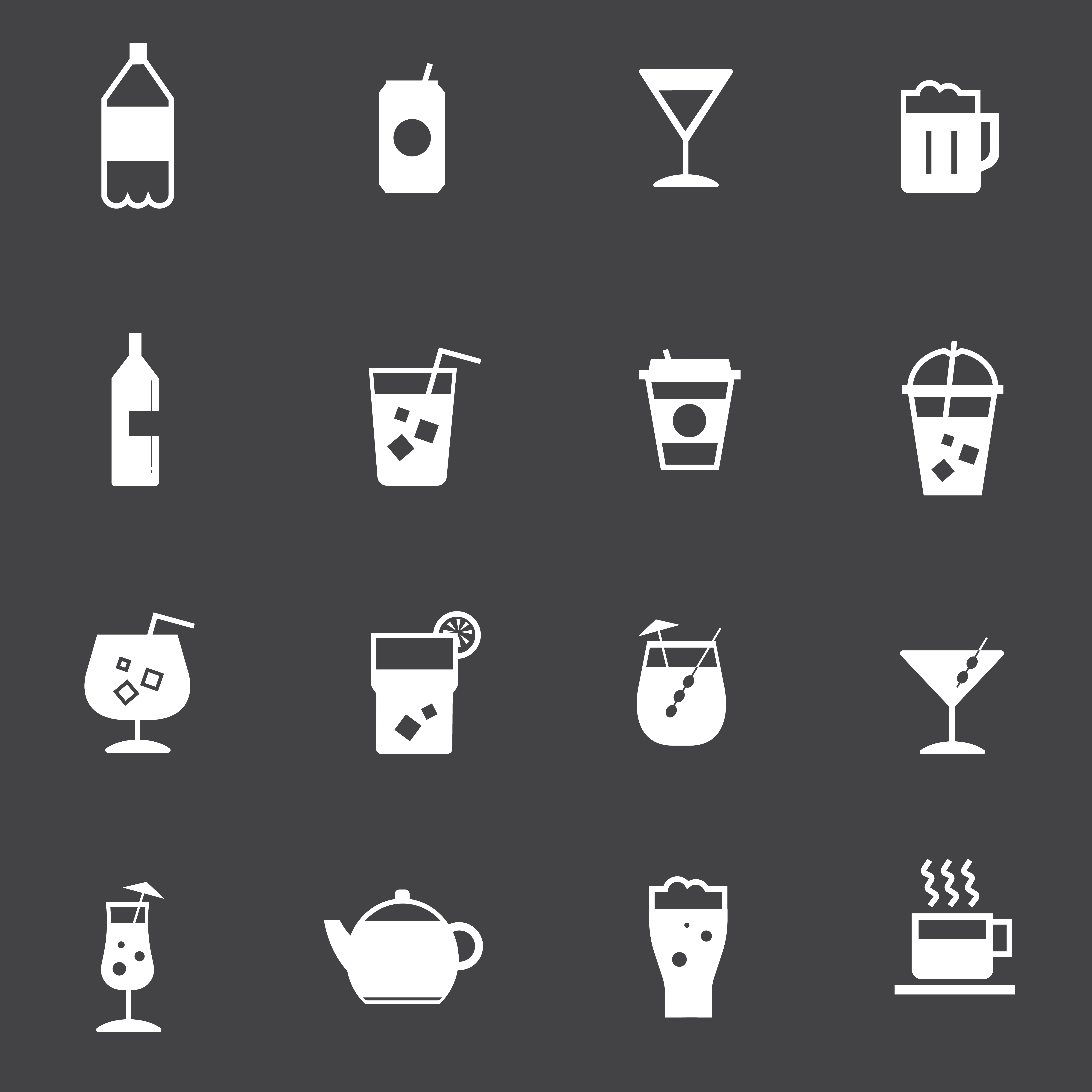 Refreshing drinks icons collection illustration Download Free Vectors