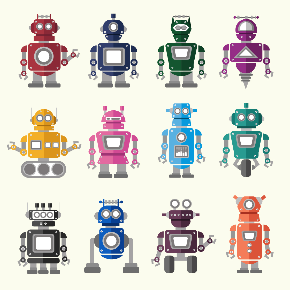 Download Illustration of robot icons set - Download Free Vectors ...