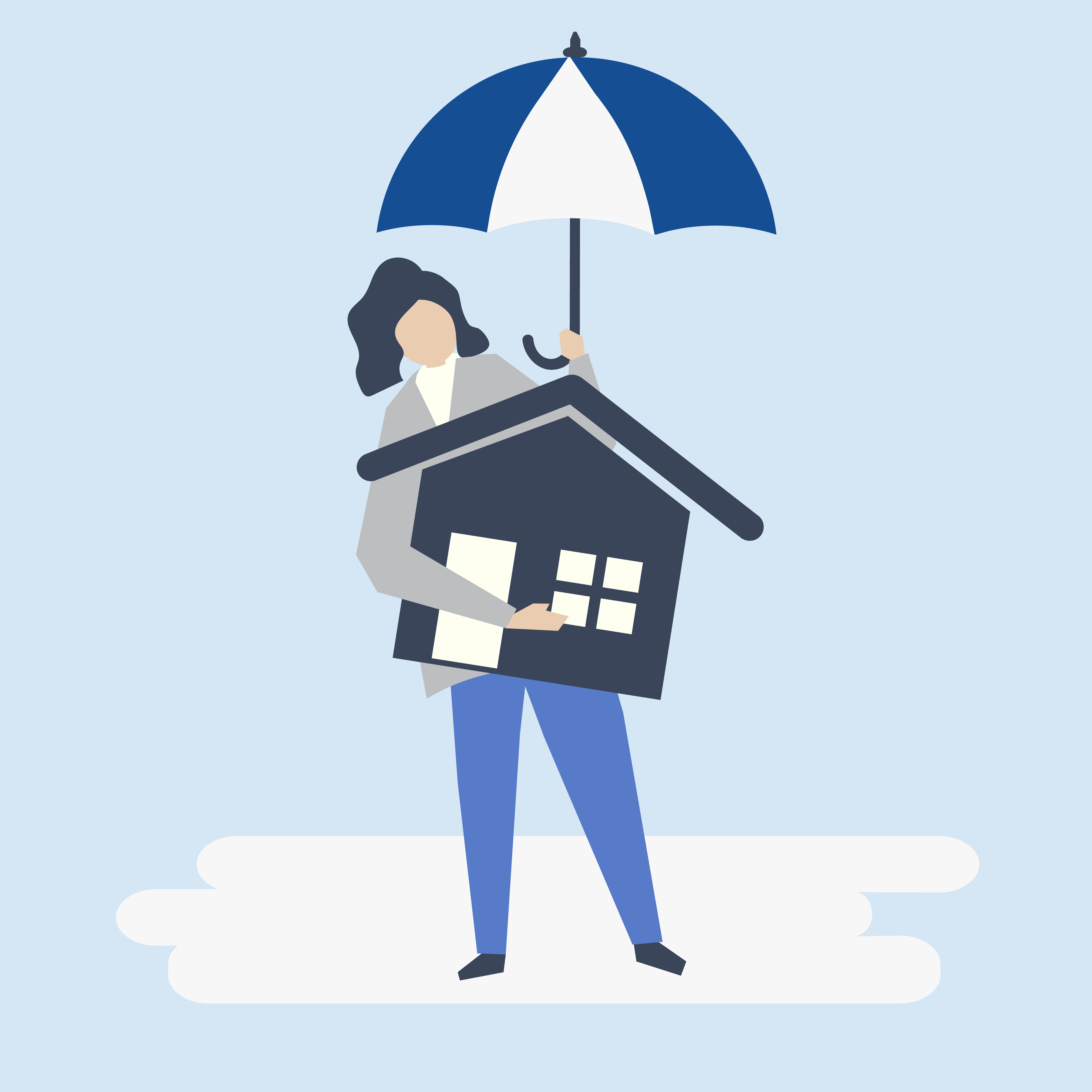 Character of a woman and residential insurance concept Character of a woman and residential insurance concept