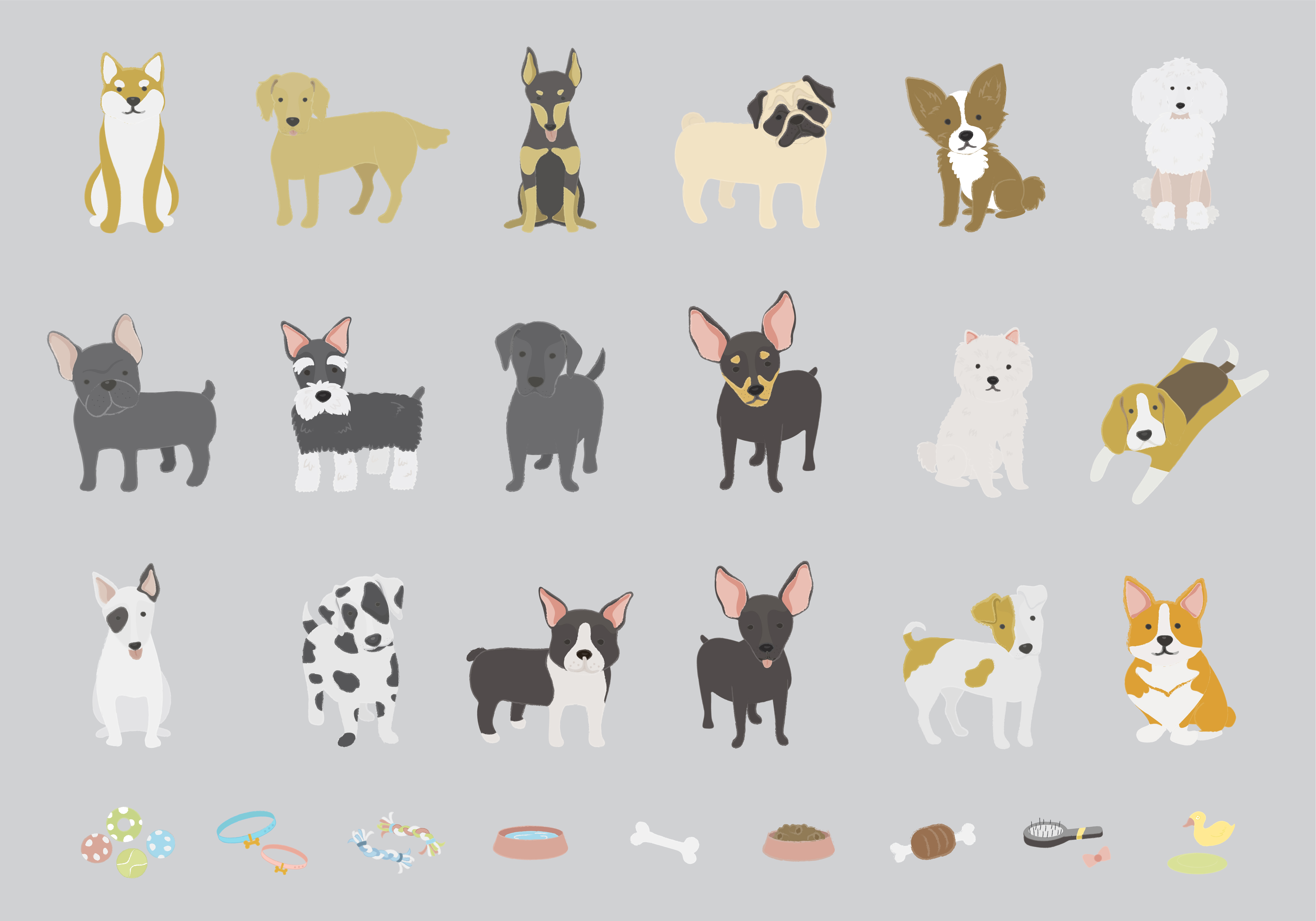 Download Illustration of different breeds of dogs - Download Free ...