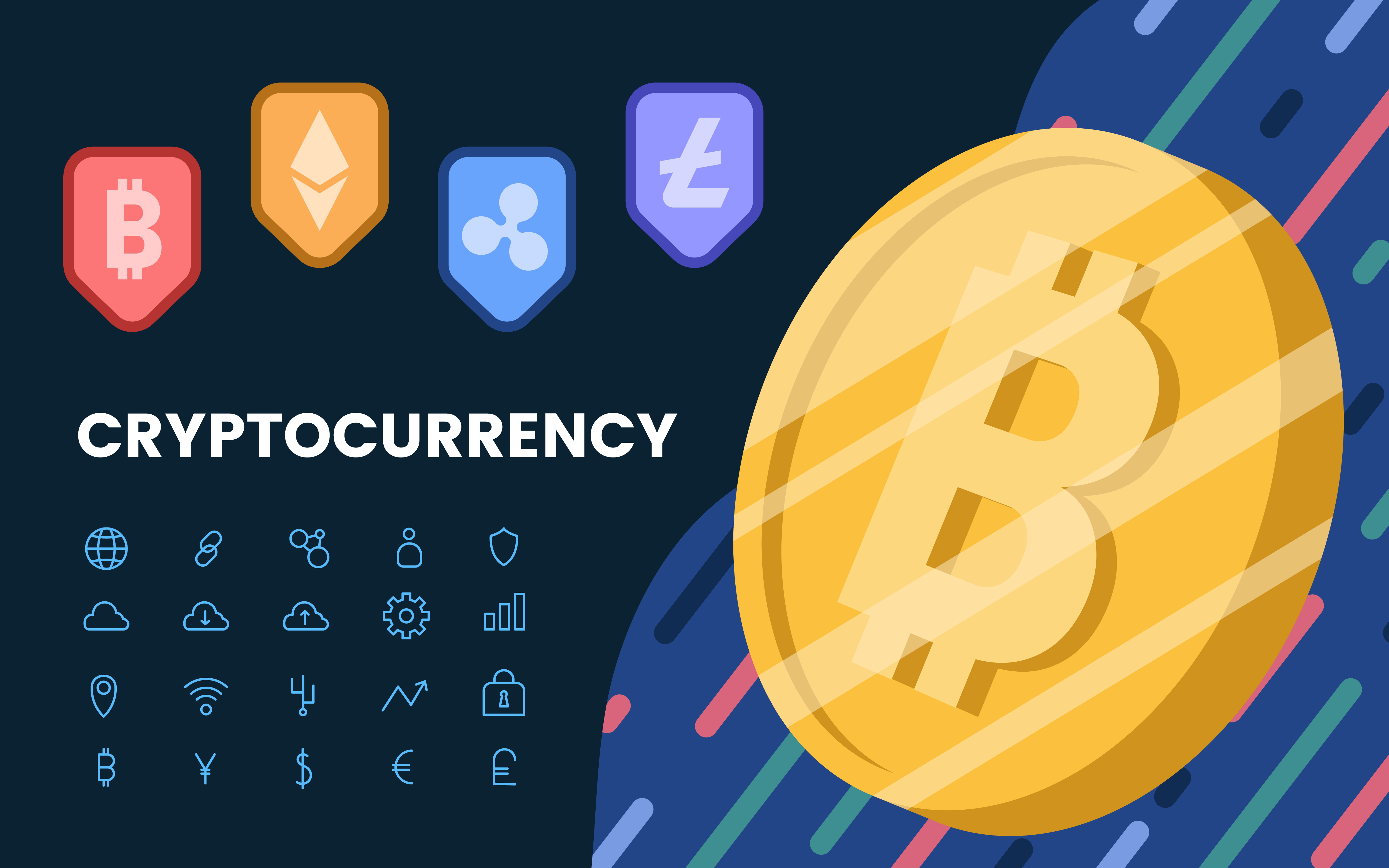 Group of cryptocurrencies electronic cash symbol vector ...