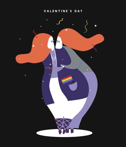 Ejemplo homosexual feliz del día de tarjeta del día de San Valentín vector