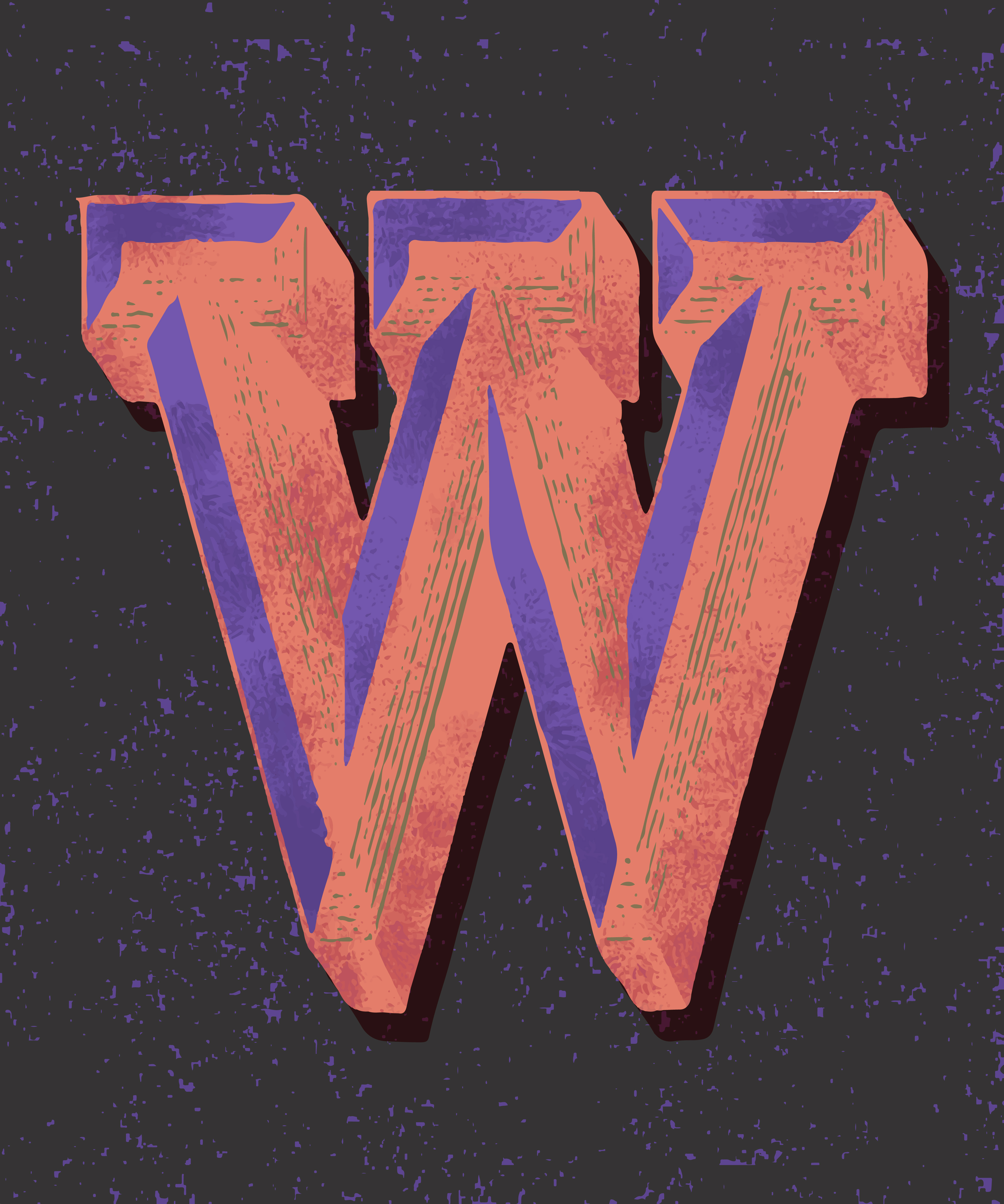 Capital letter W  vintage typography style Download Free 