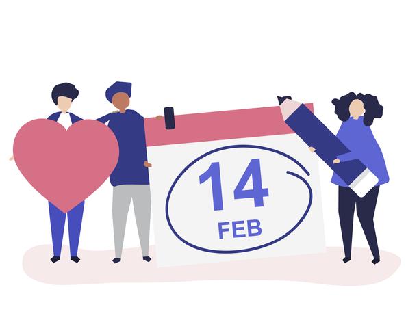 People holding Valentine39s day concept icons illustration vector