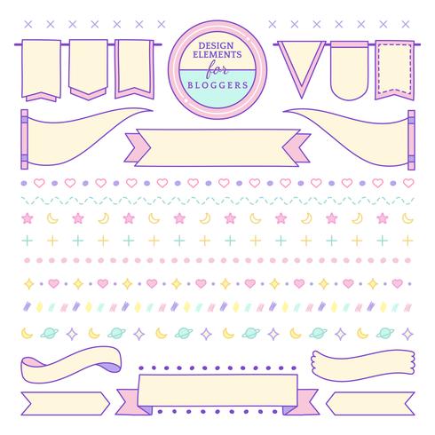 Cute and girly design elements for bloggers vector 