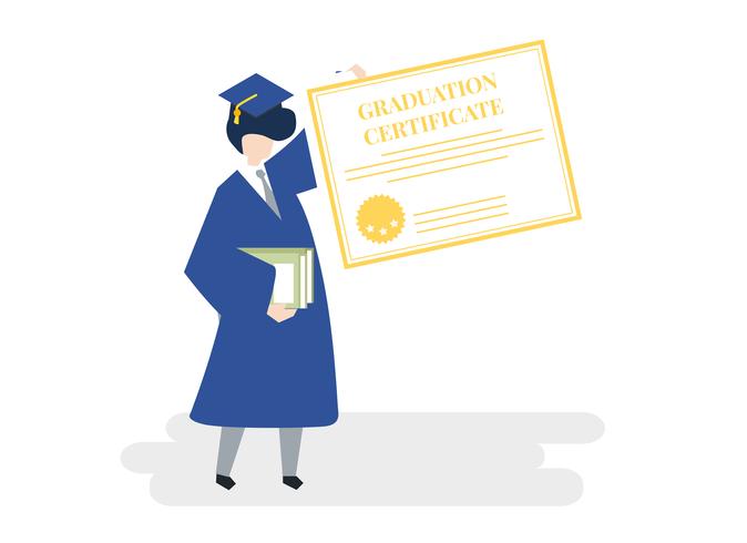 Character Of A Graduate Holding A Graduation Certificate