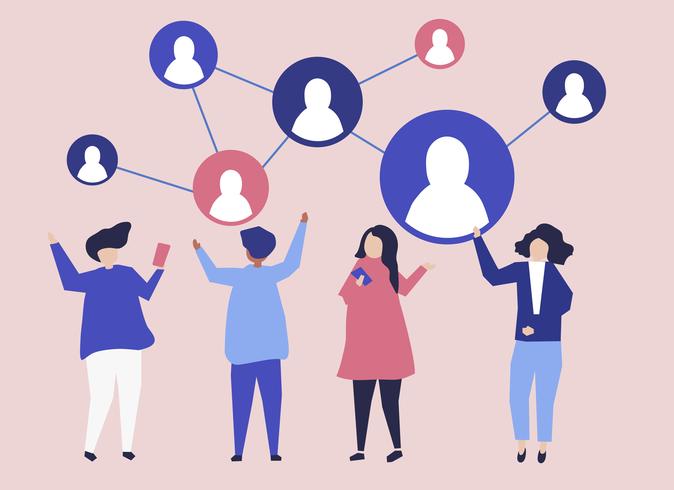 Characters of people and their social network illustration - Download
