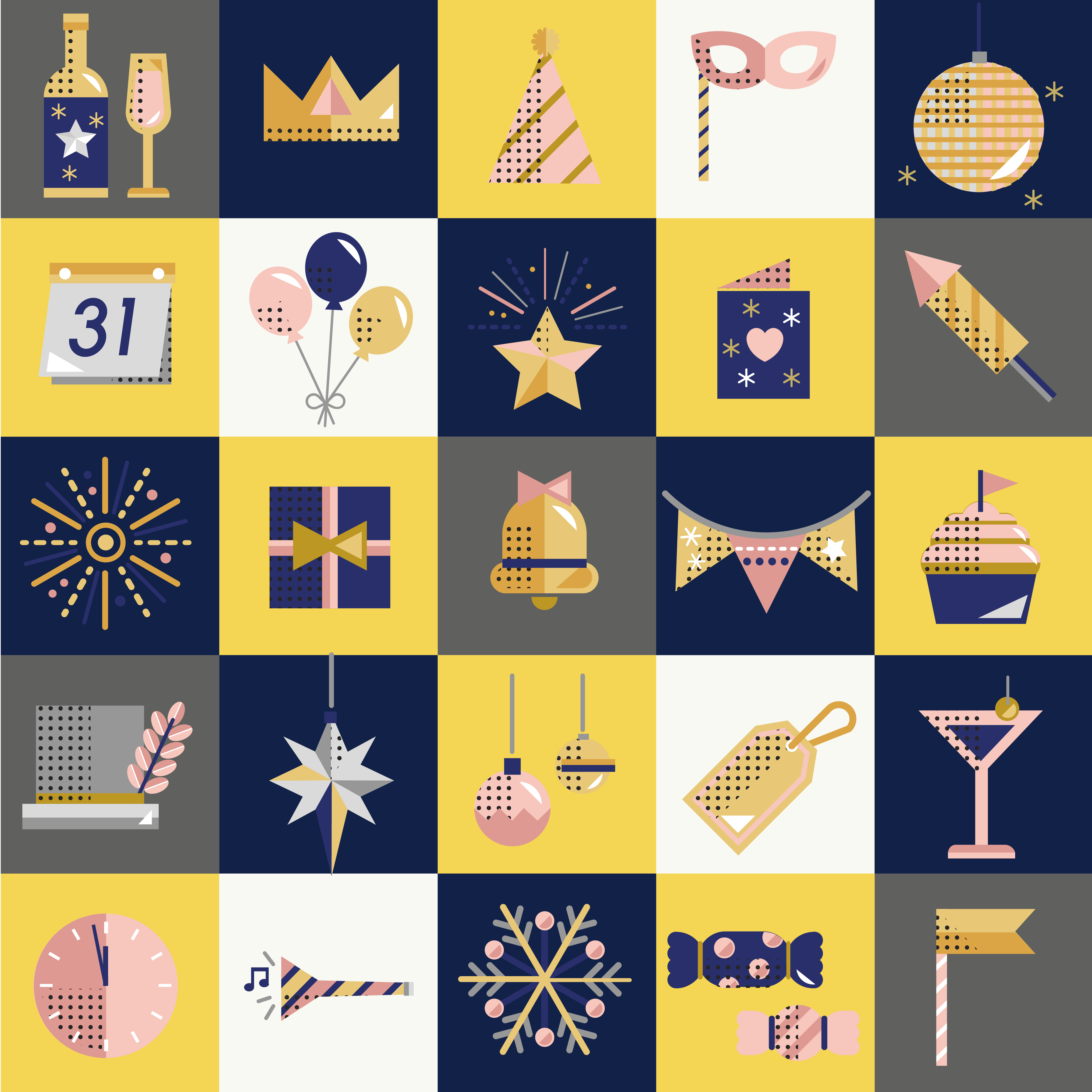 New year icons set vector - Download Free Vectors, Clipart Graphics