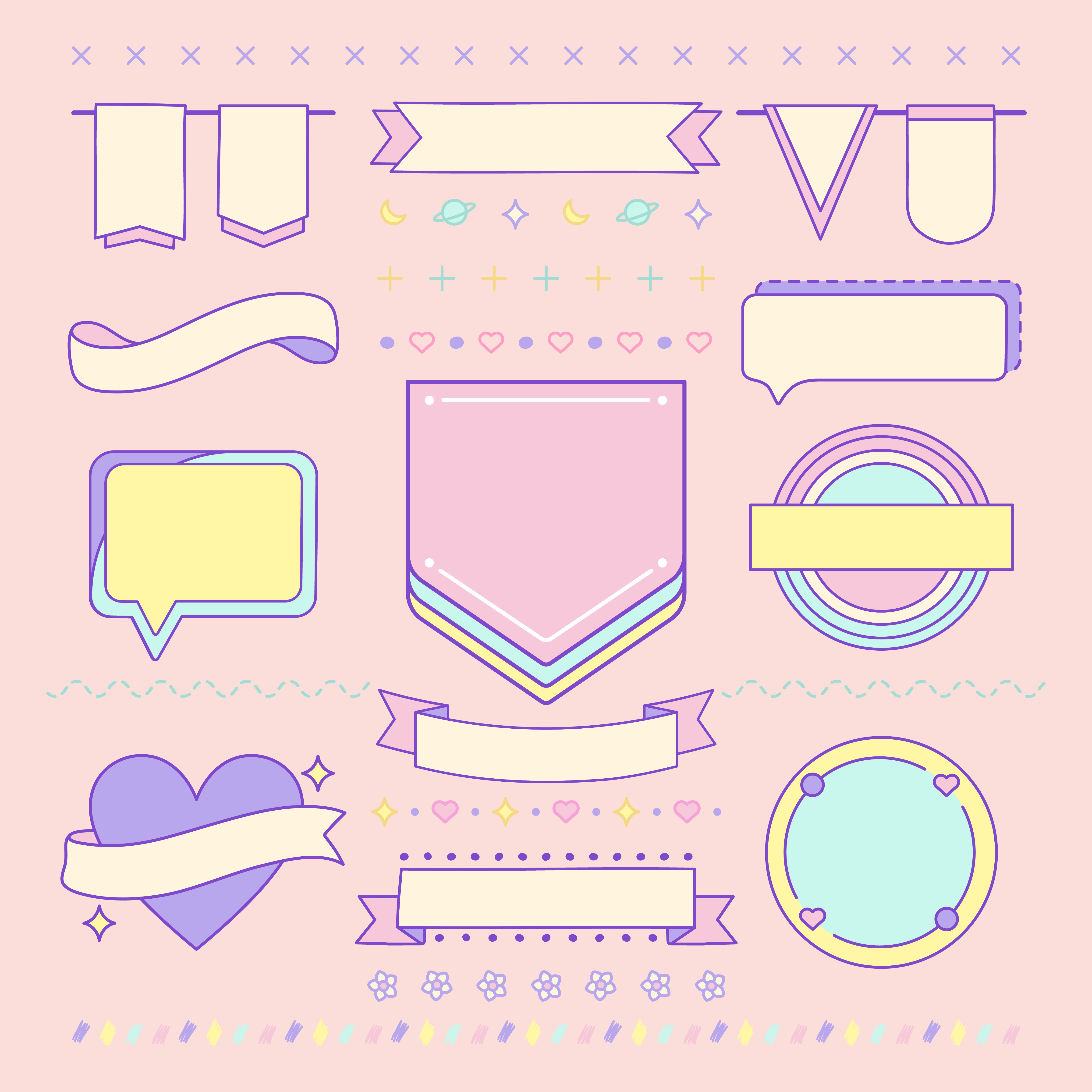 Download Various cute and girly design element vectors - Download ...