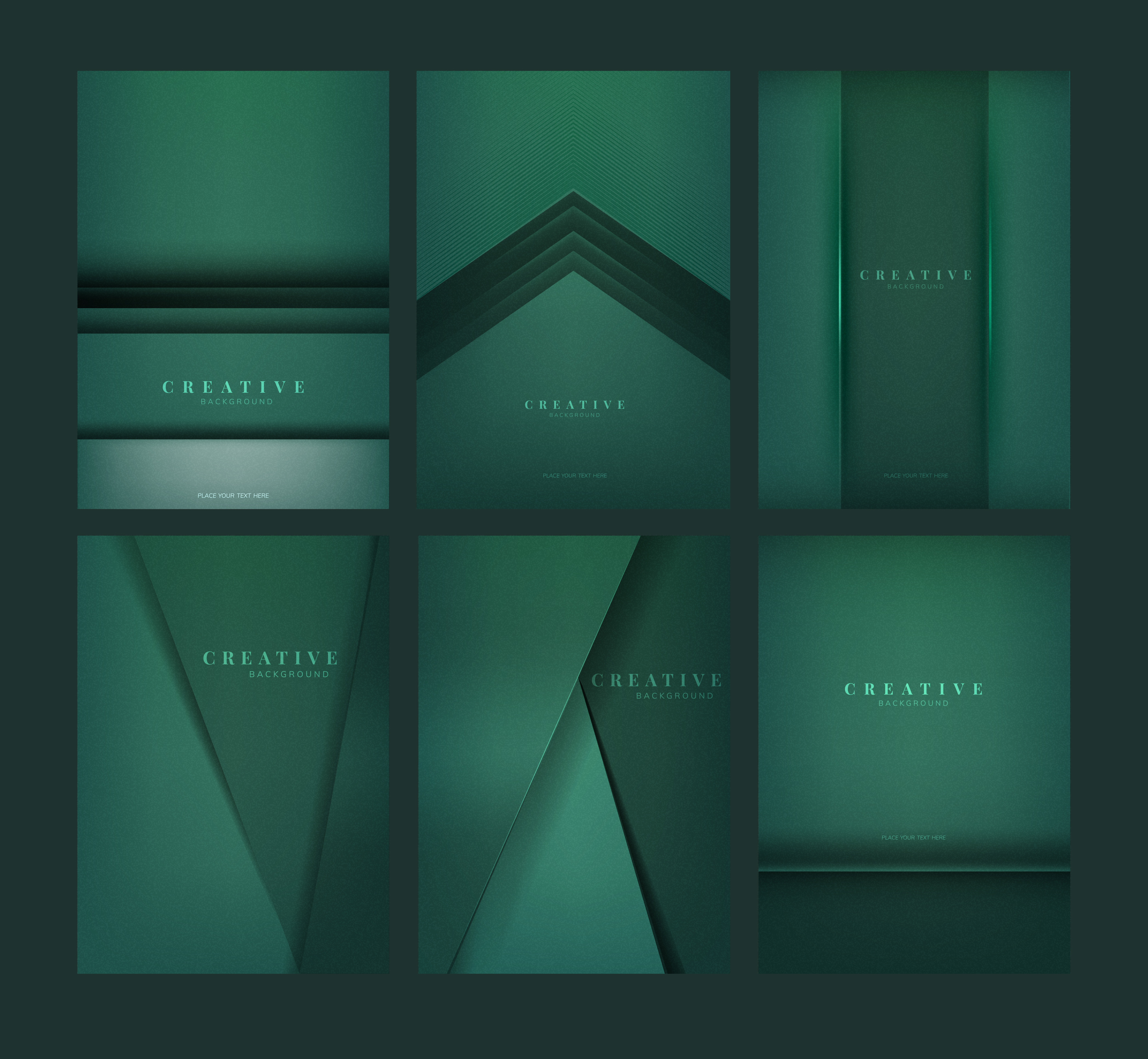 Set of abstract creative background designs in emerald green - Download