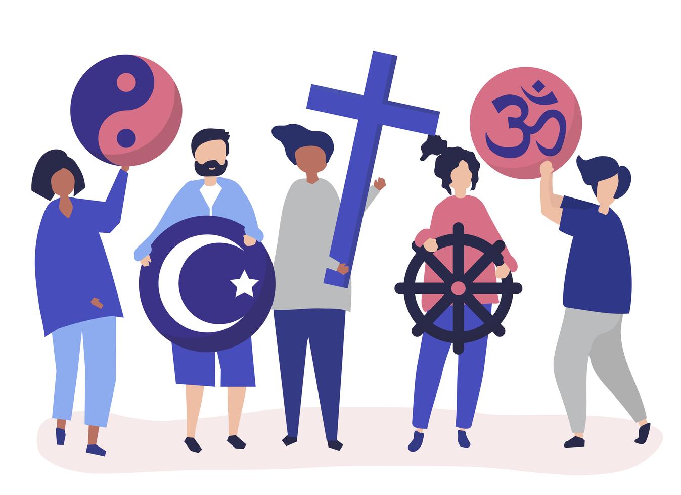 Culture Religieuse Page De Garde Culture Religieuse People holding diverse religious symbols illustration - Download Free