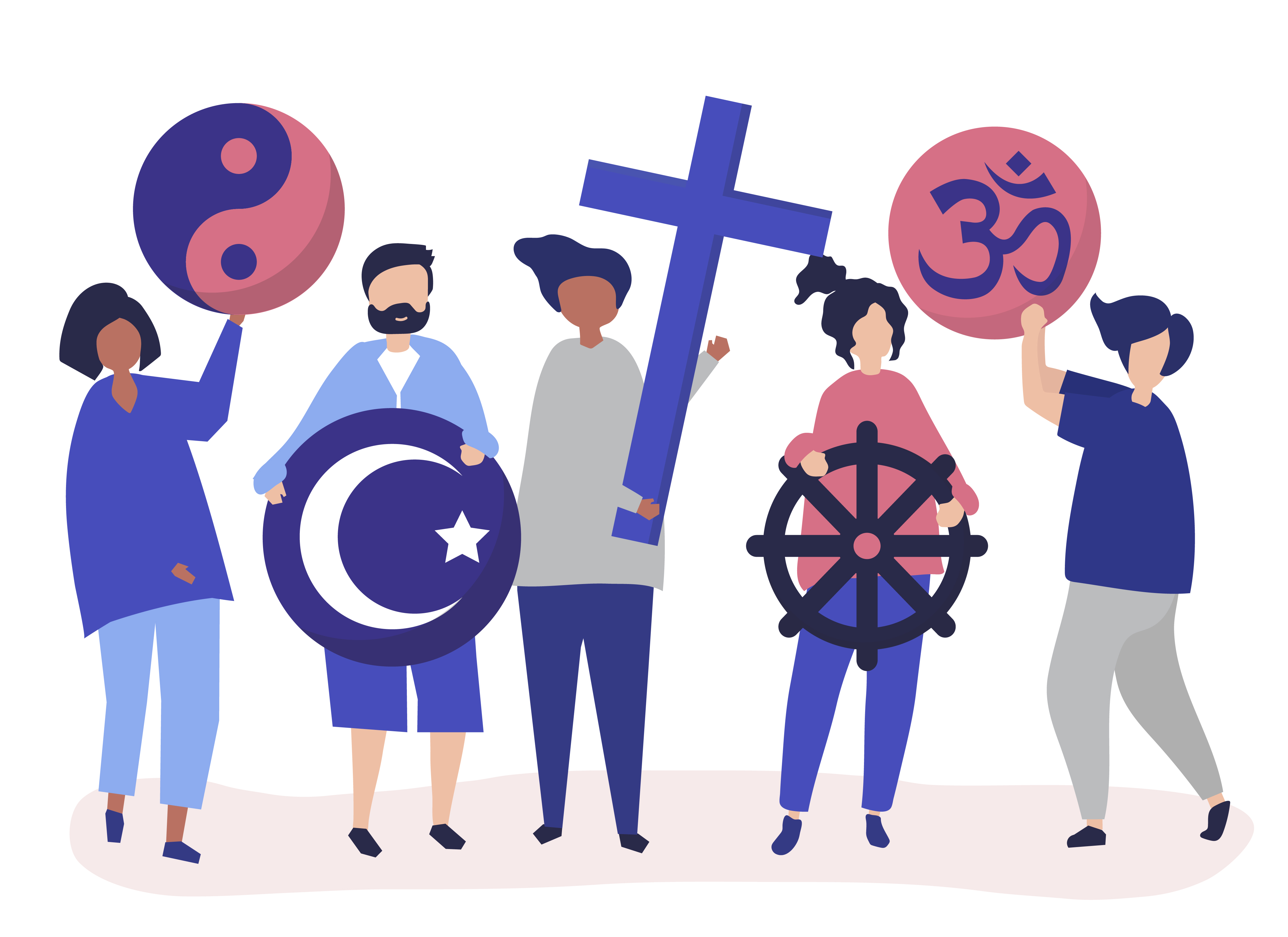 Religion Page De Garde Personnes détenant diverses illustration de symboles religieux