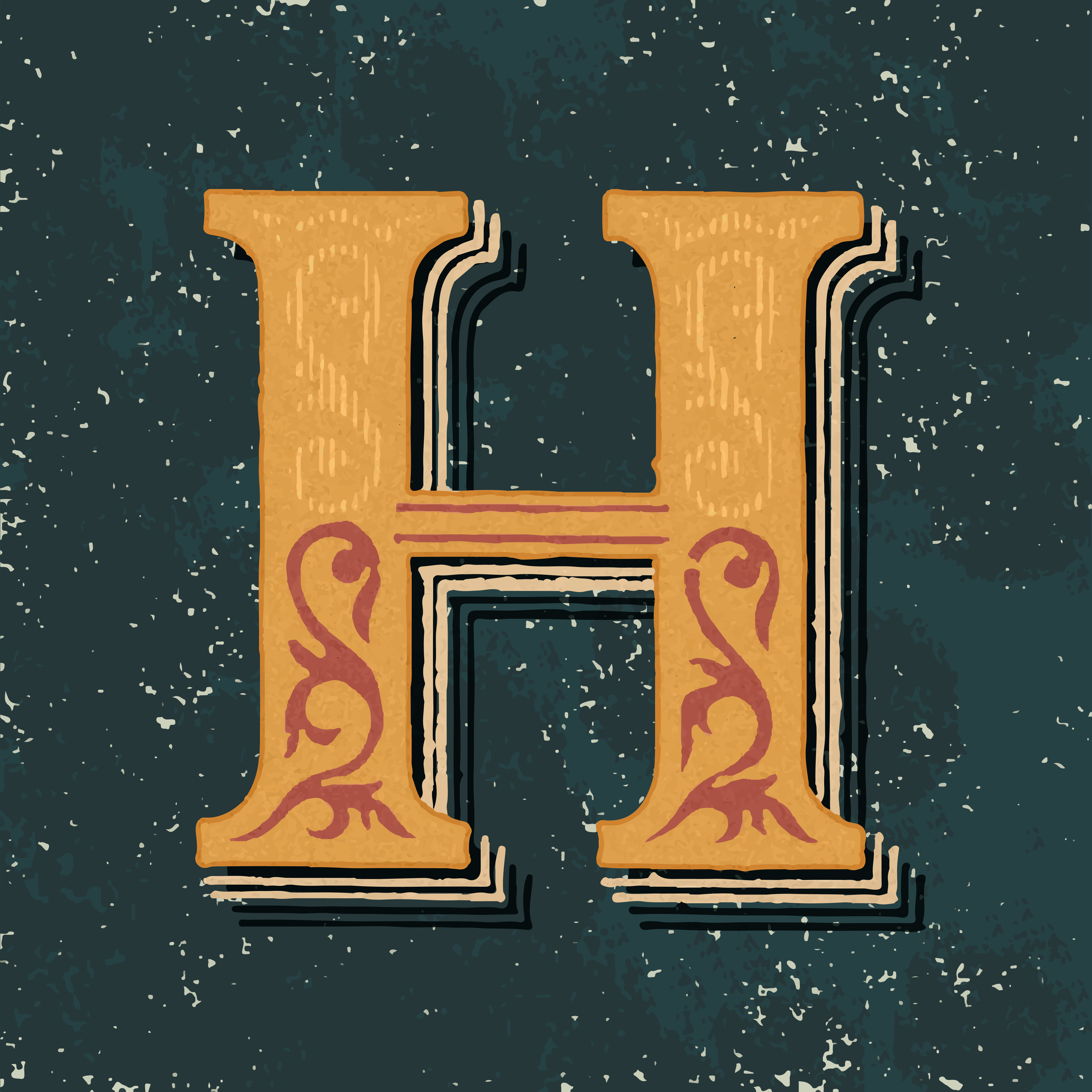 Capital letter H vintage typography style - Download Free Vectors ...