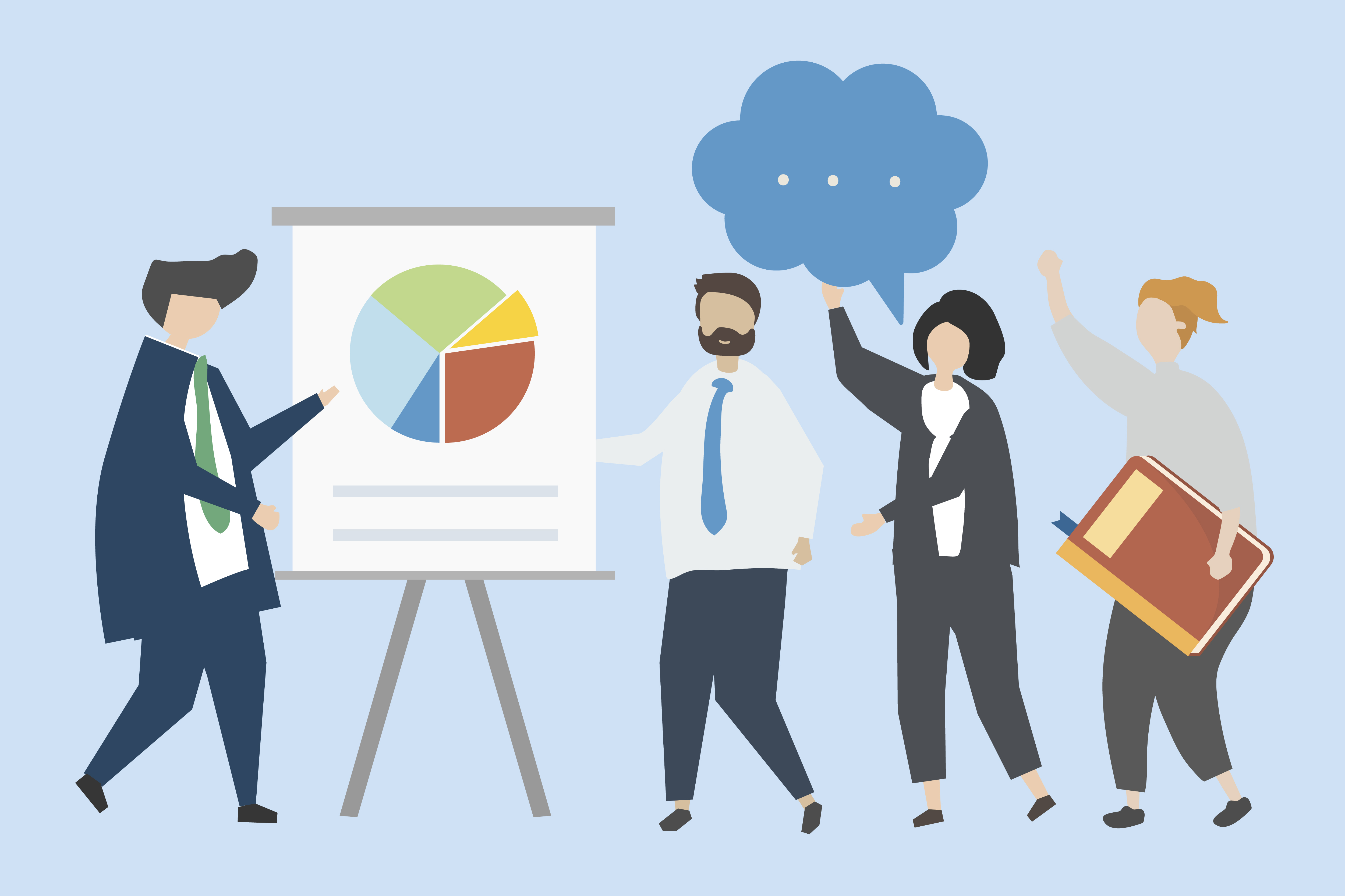 A representation of work training by a manager illustration - Download