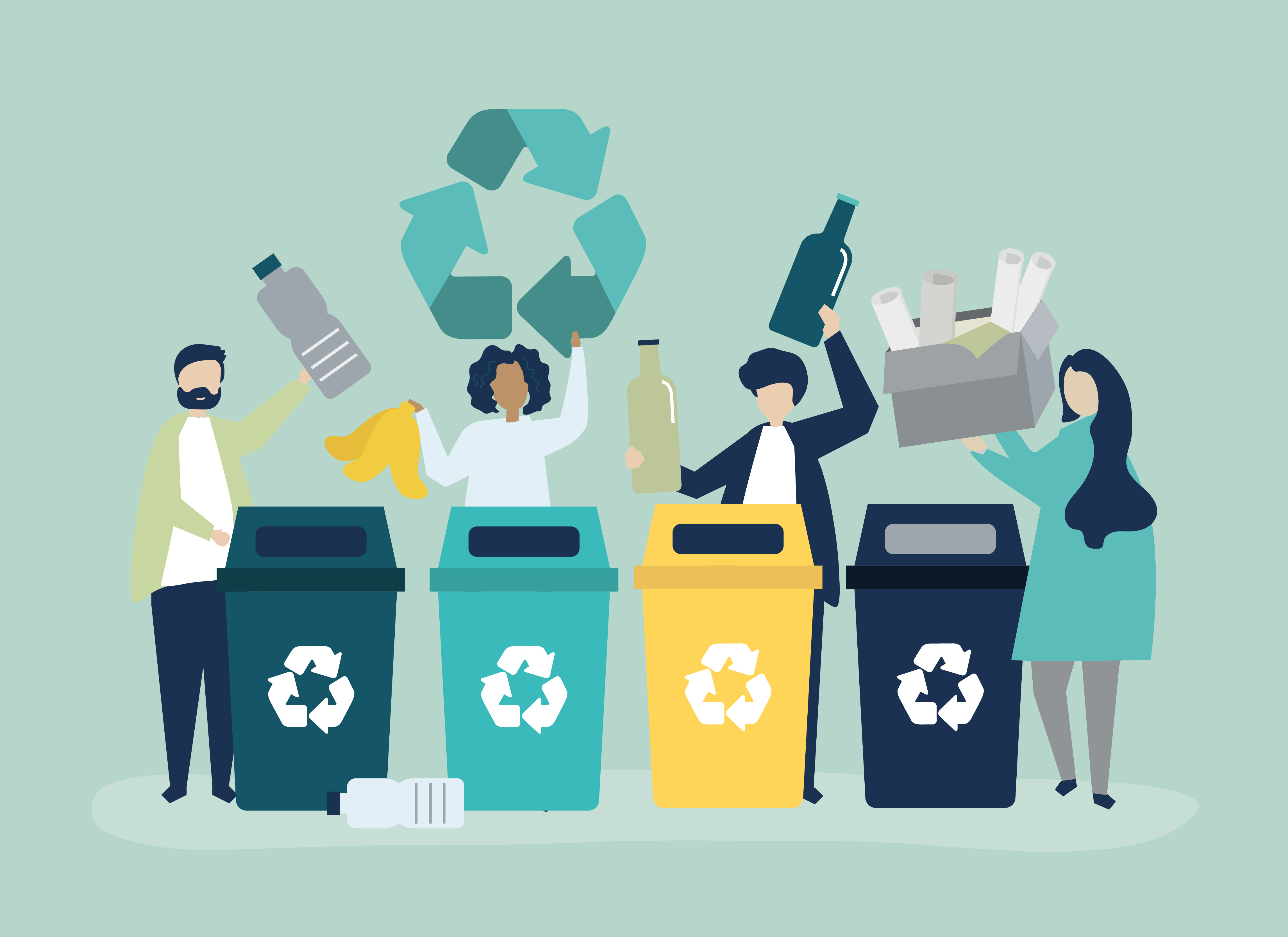 People sorting garbage for recycling - Download Free Vectors, Clipart