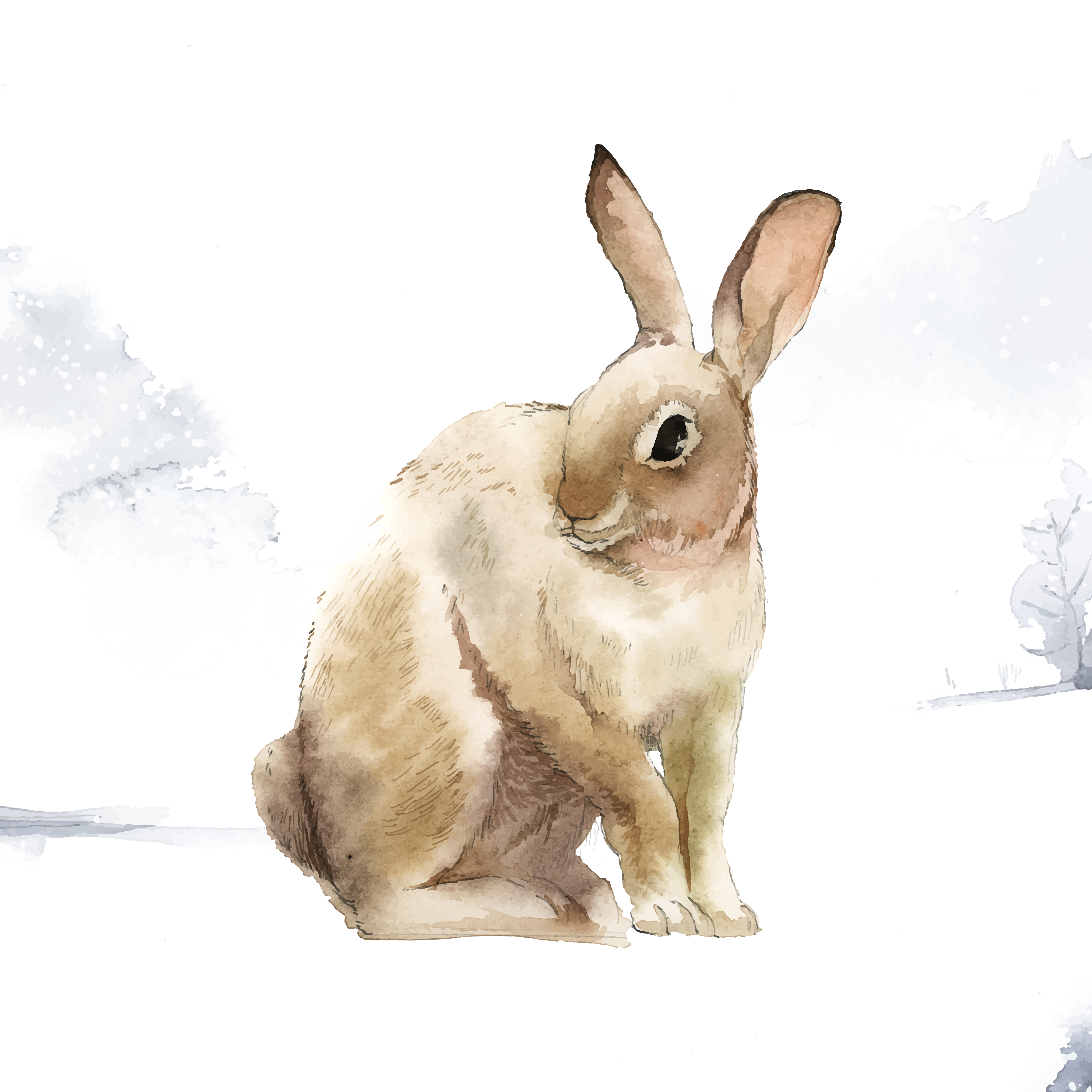 Кролик в зимней одежде рисунки