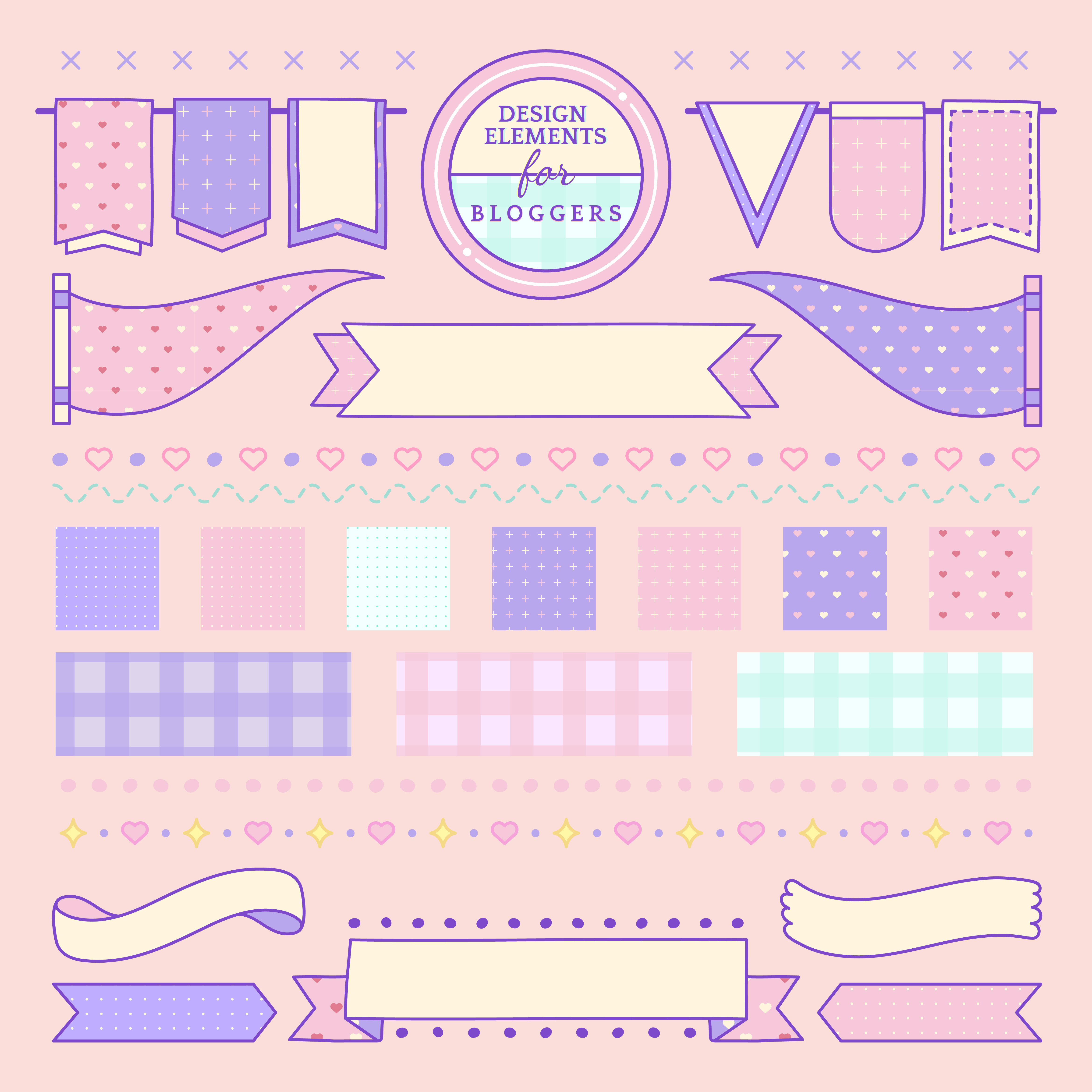 Download Cute and girly design elements for bloggers vector ...