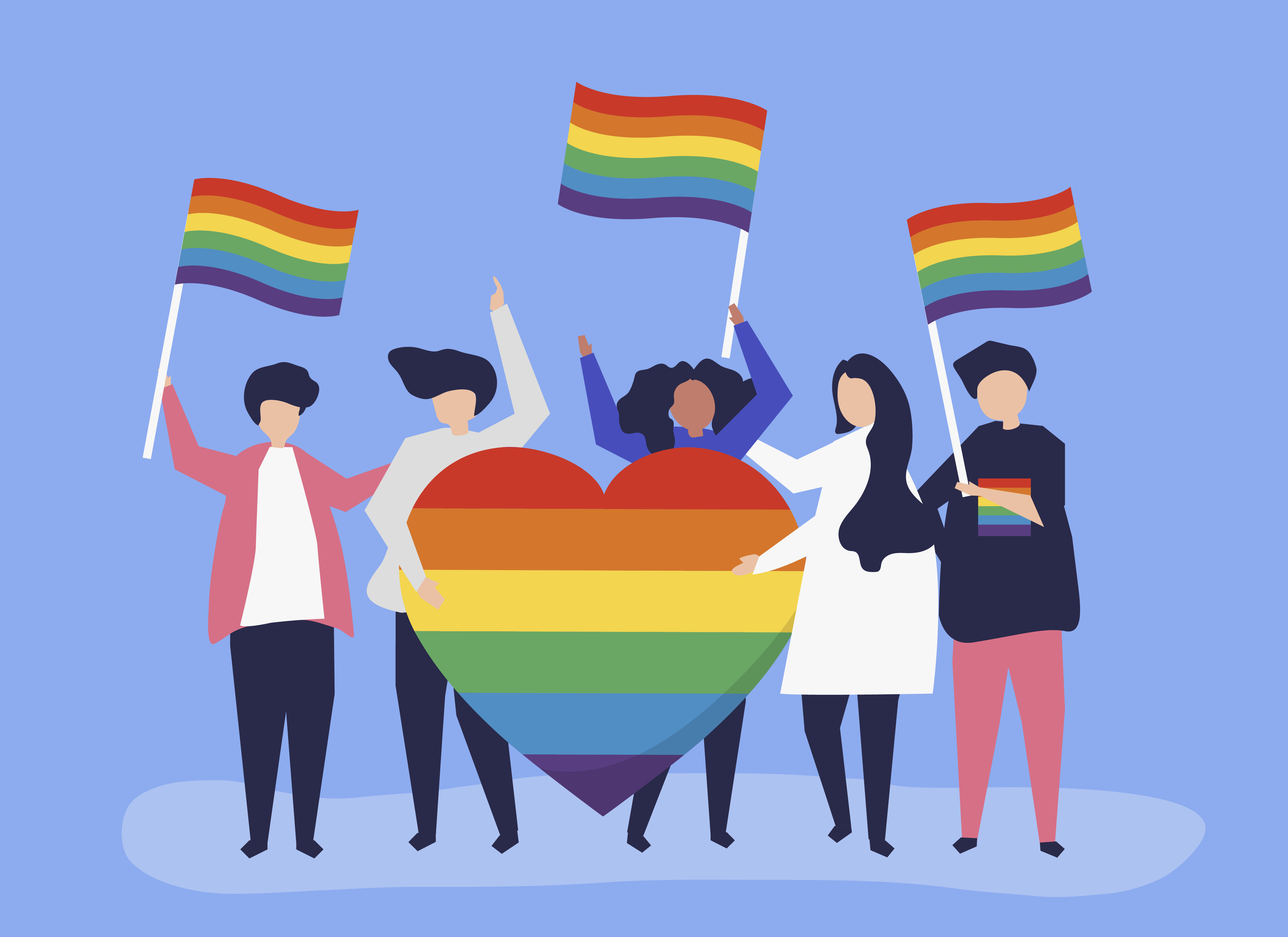 Character illustration of people holding LGBT support icons - Download ...
