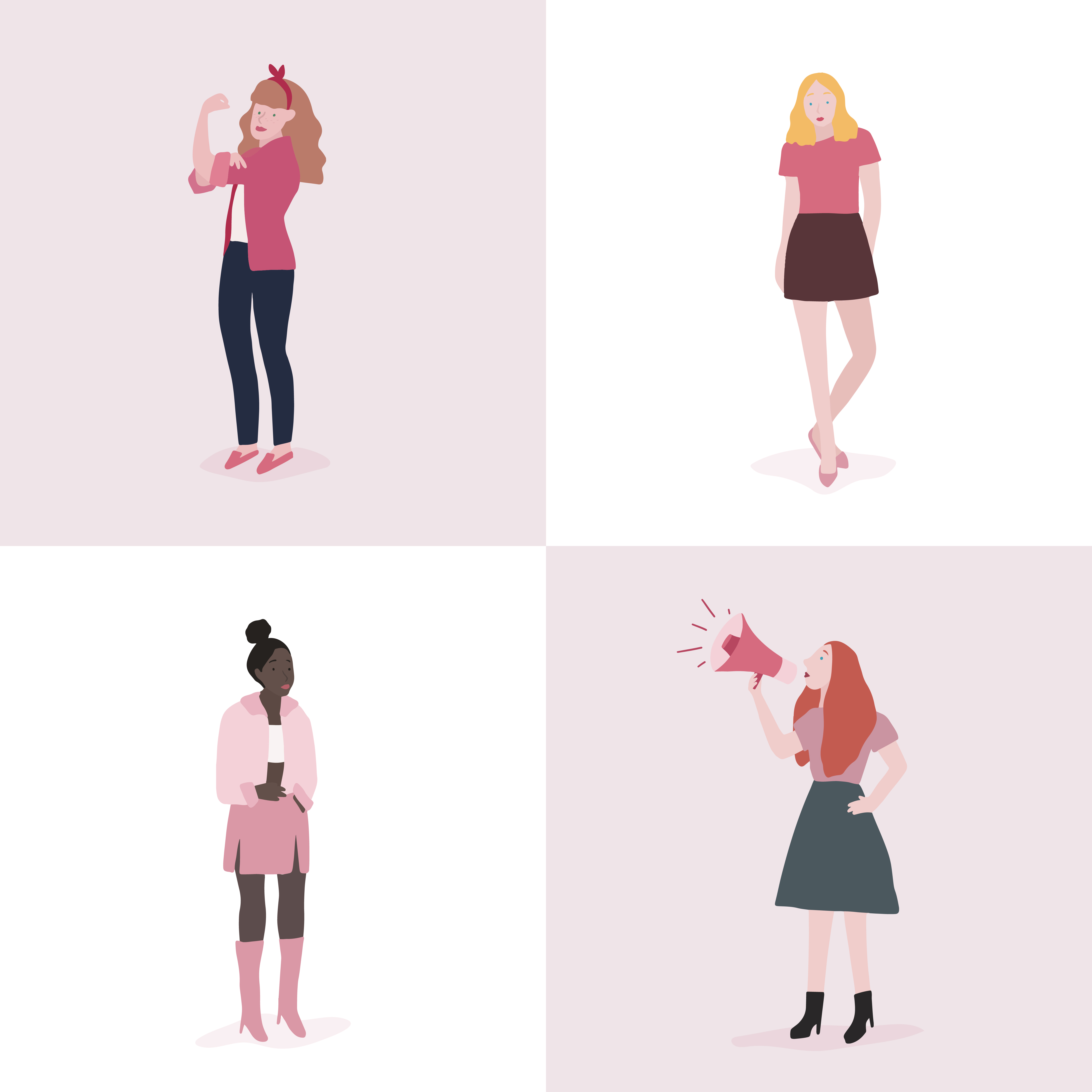 Download Set of strong women full body vector - Download Free ...