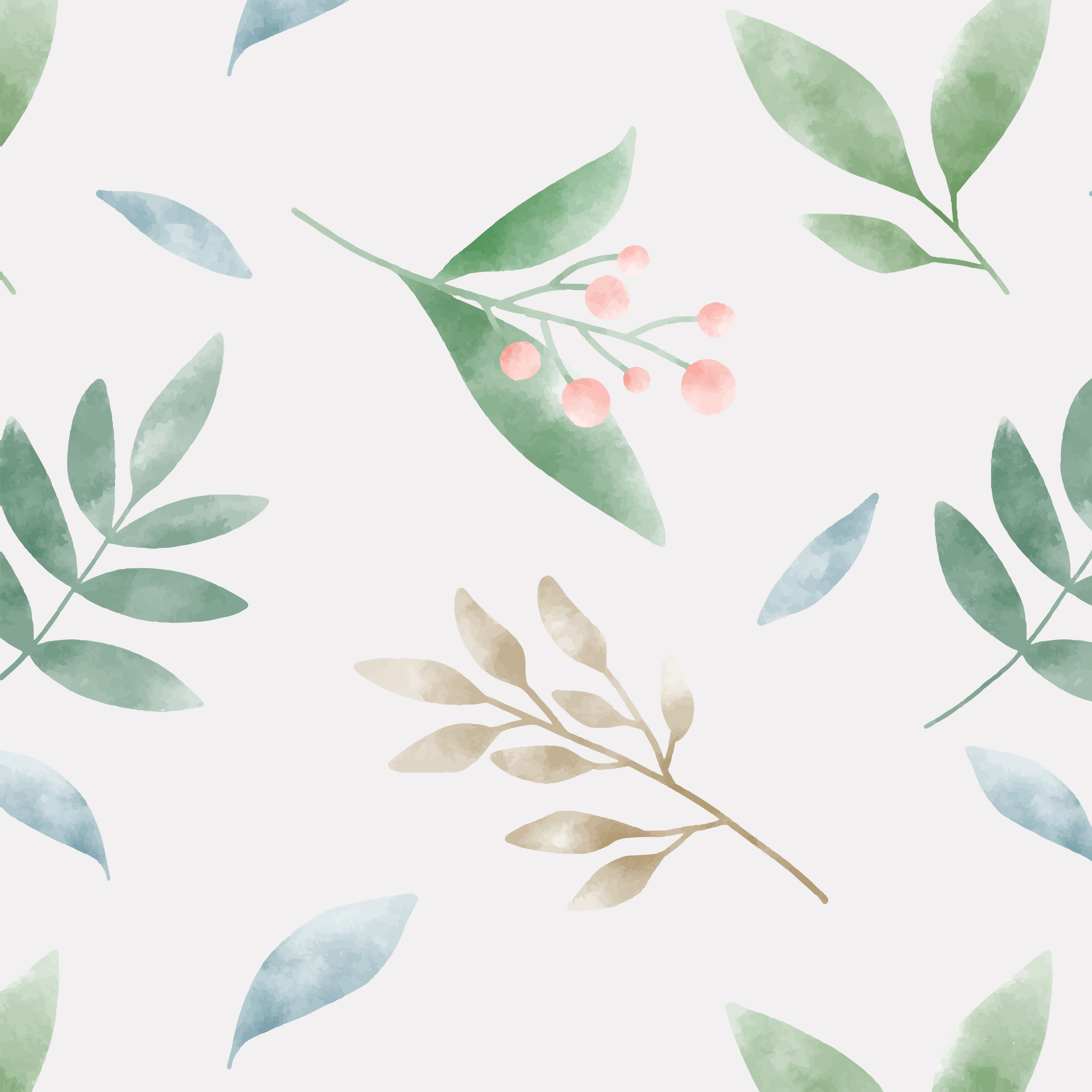 Watercolor green leaf patterns vector - Download Free Vectors, Clipart