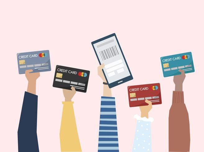 Illustrazione Del Pagamento Online Con Carta Di Credito