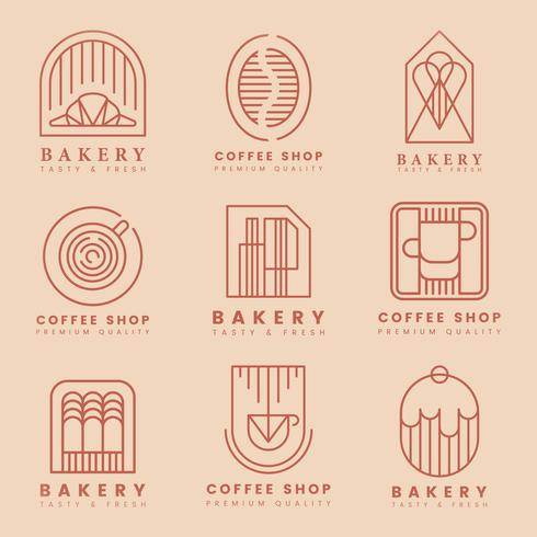 Coffee and pastry shop logo vector set