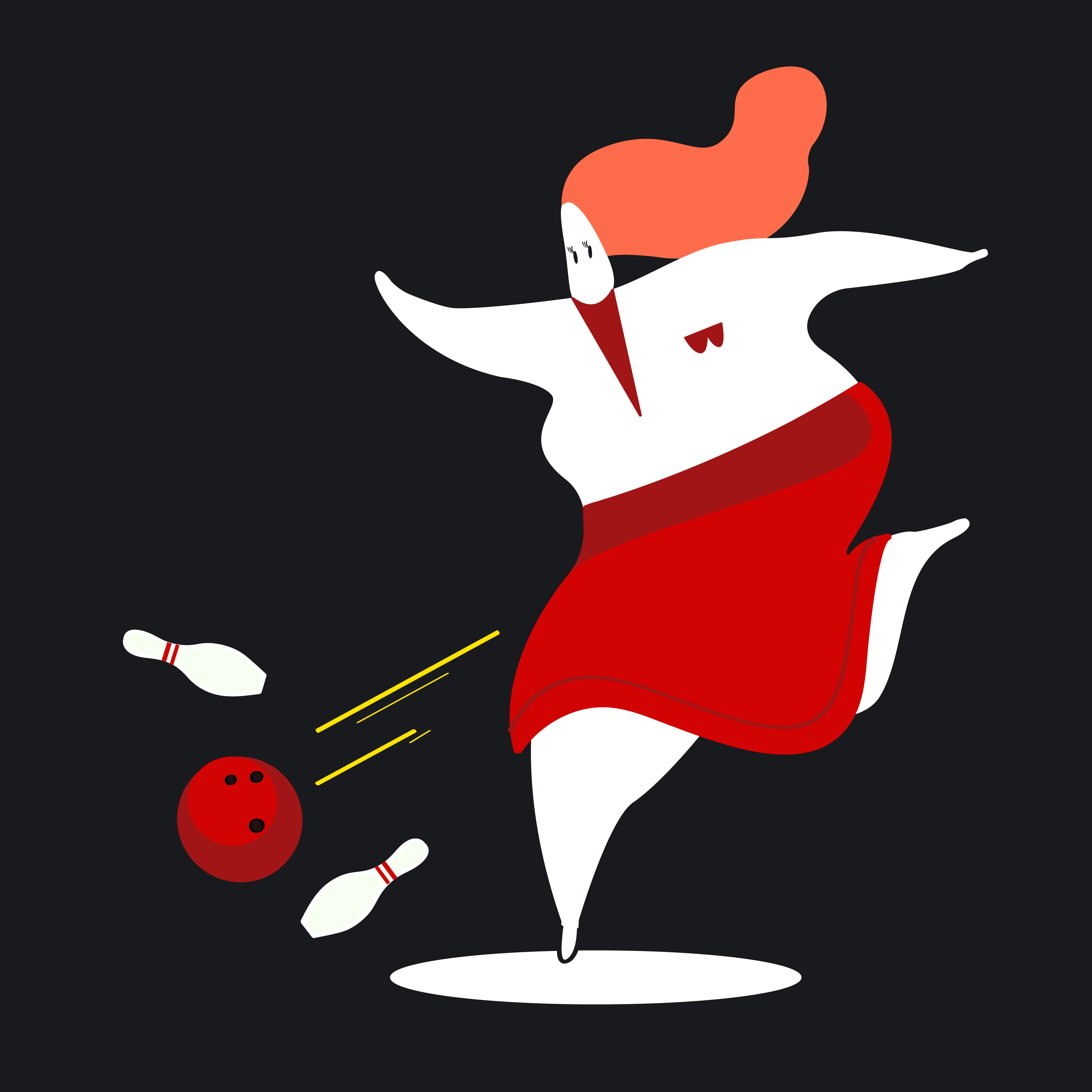 Character illustration of a woman playing bowling ...