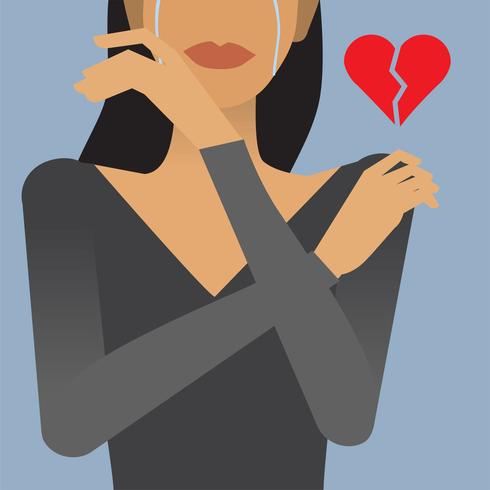 Woman with a broken heart illustration