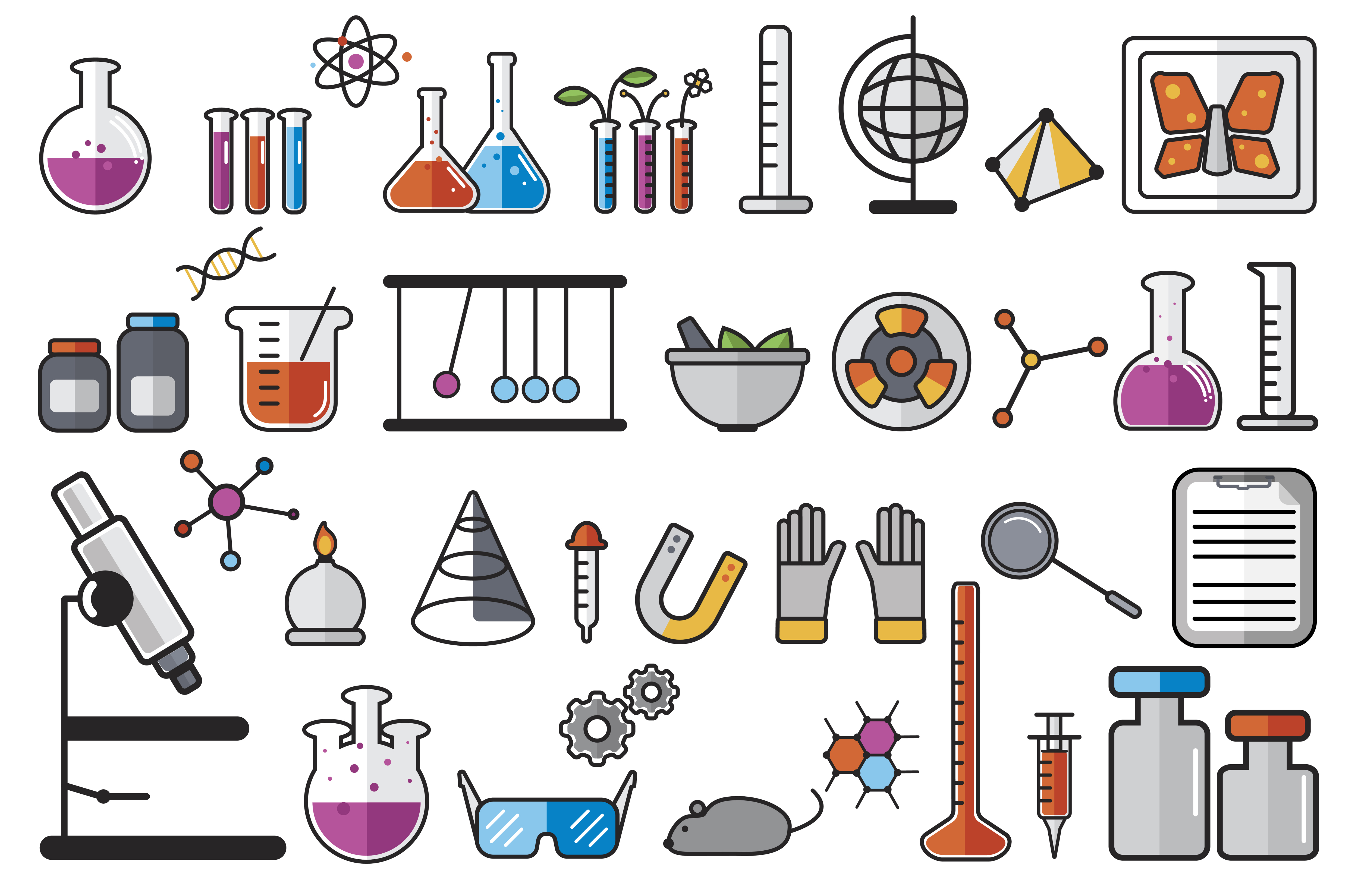 Illustration of chemistry laboratory instruments set Download Free