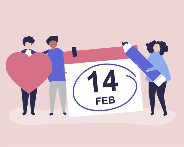 People holding Valentine39s day concept icons illustration vector