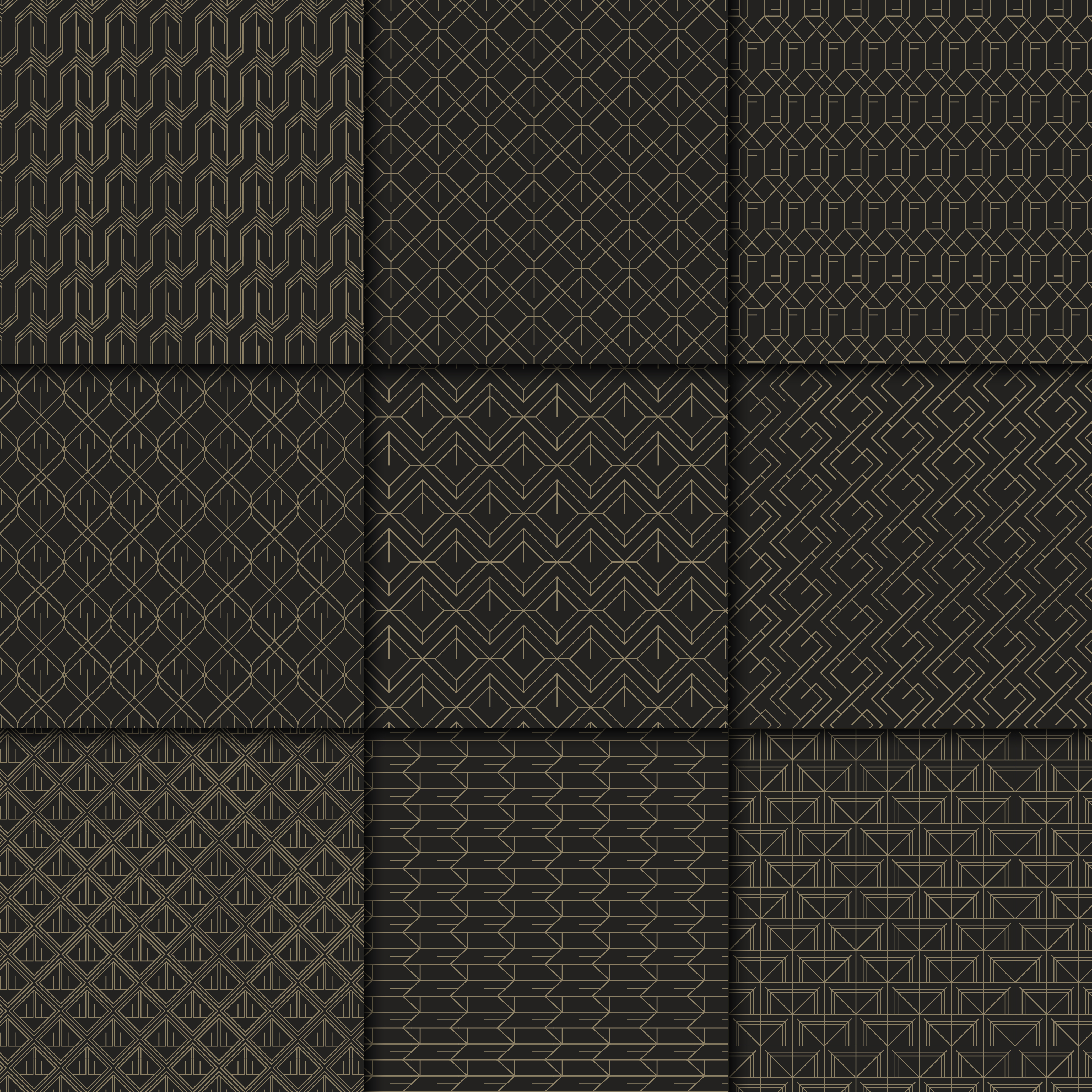 Black and gold geometric pattern collection - Download Free Vectors
